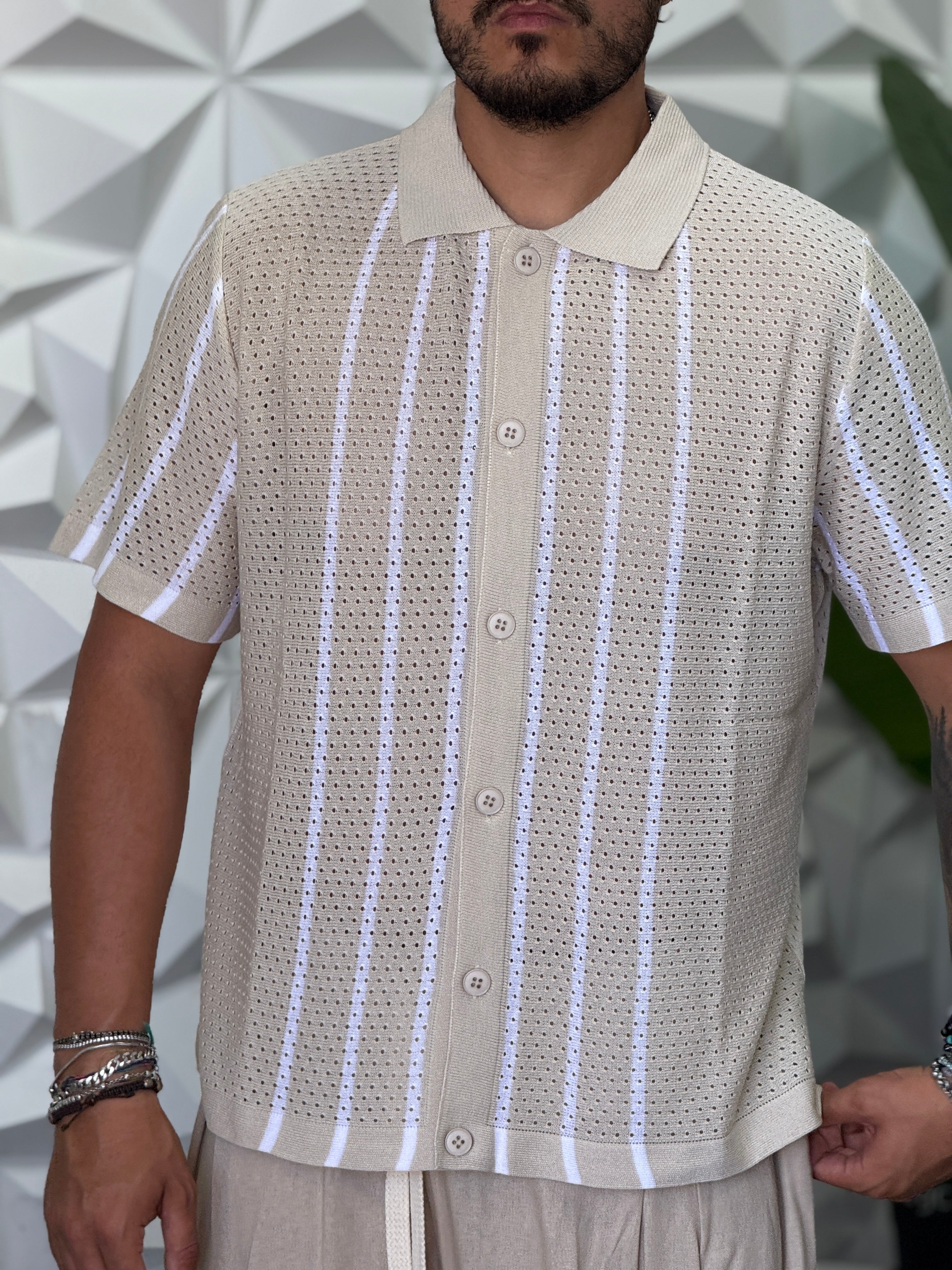 CAMICIA FORATA BEIGE NEW JOB BRAND