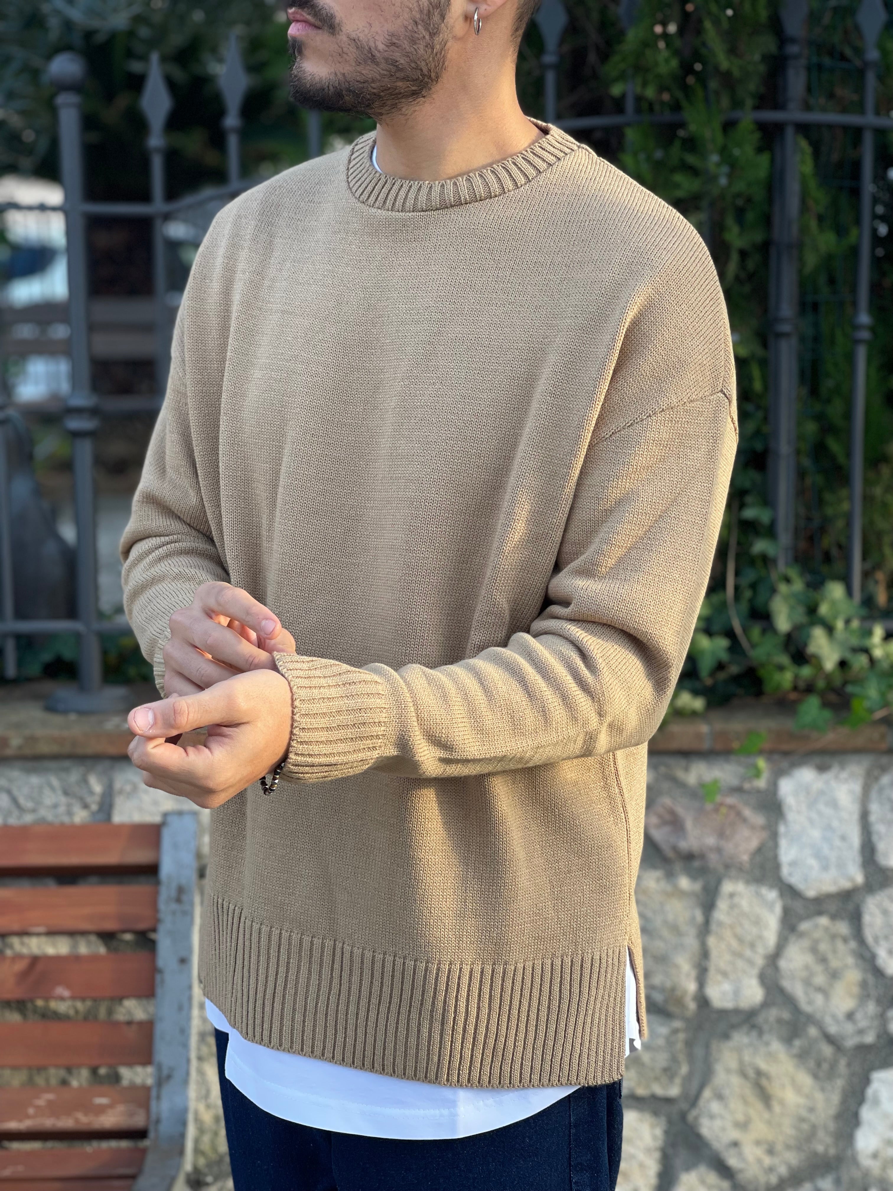 PULLOVER CON SPACCHI TABACCO NEW JOB BRAND