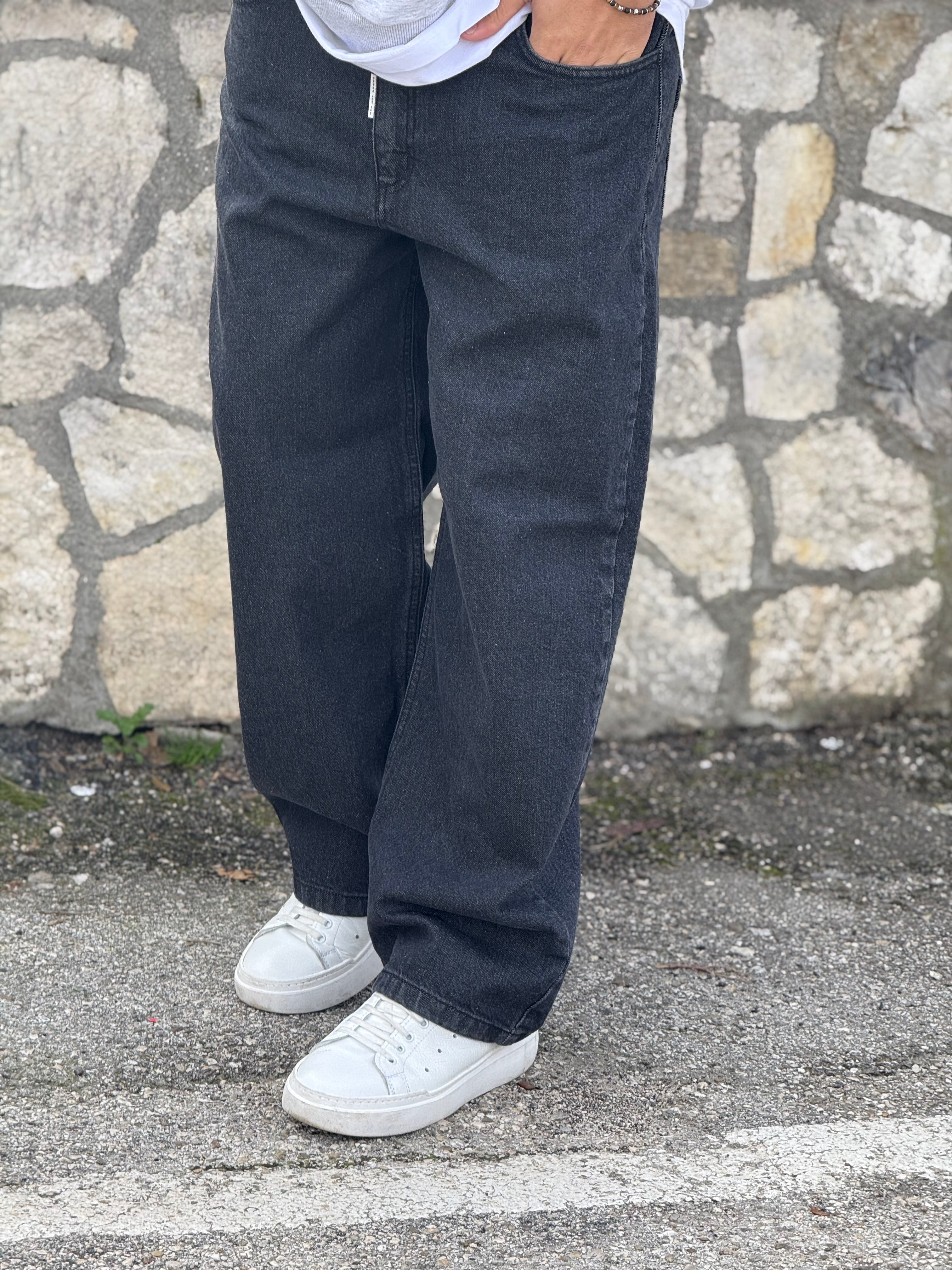 JEANS FONDO AMPIO NERO NEW JOB BRAND