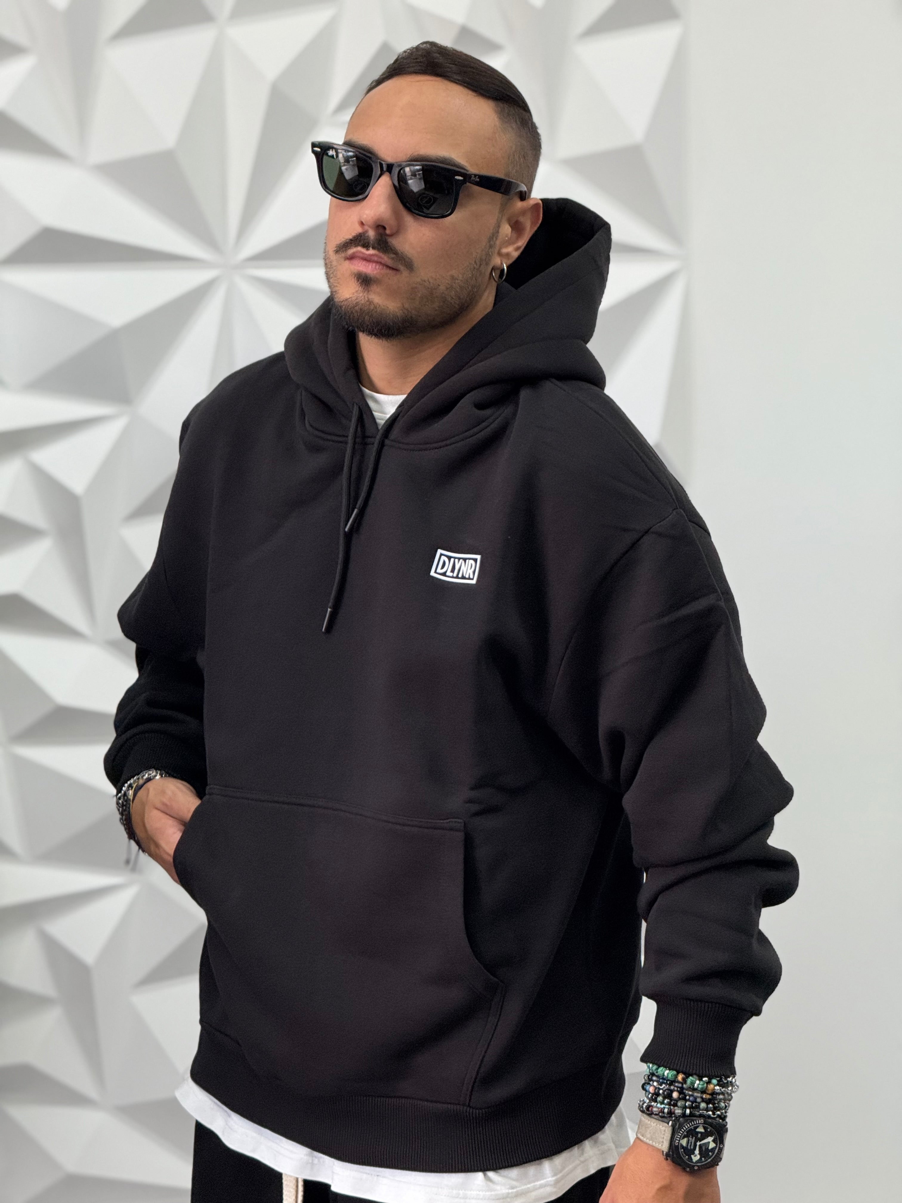 Felpa Dolly Noire logo basic bianco