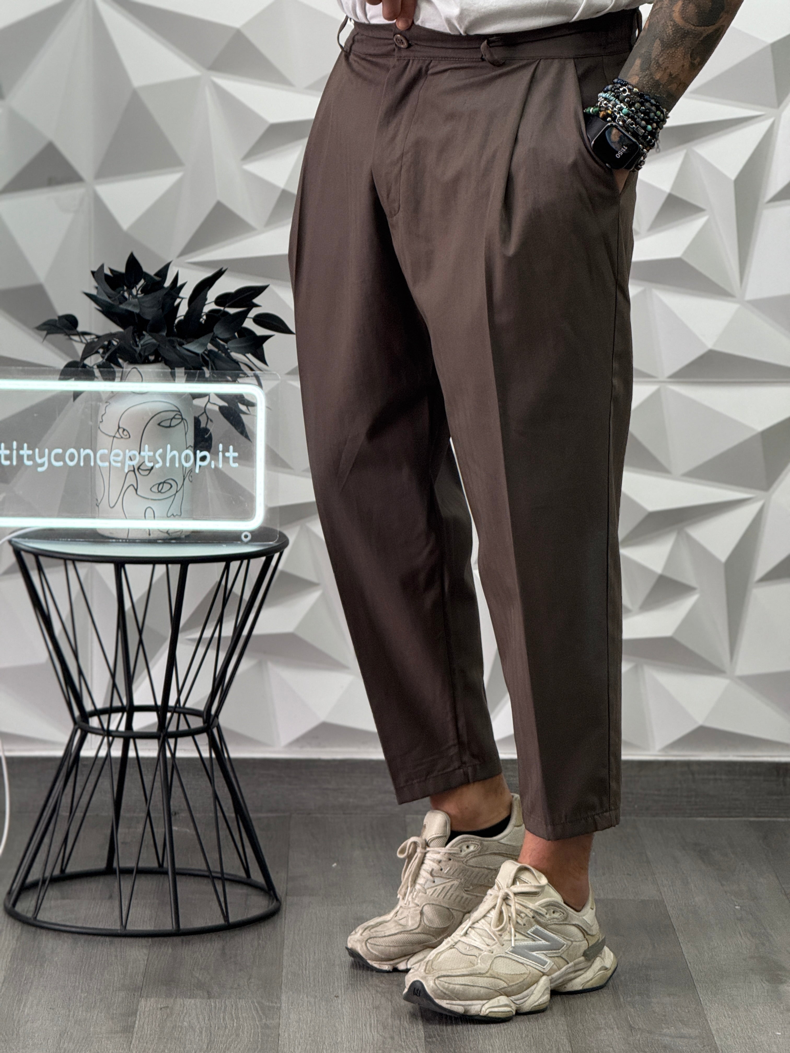 PANTALONE MONTECARLO FW26 FANGO GESSATO NEW JOB BRAND