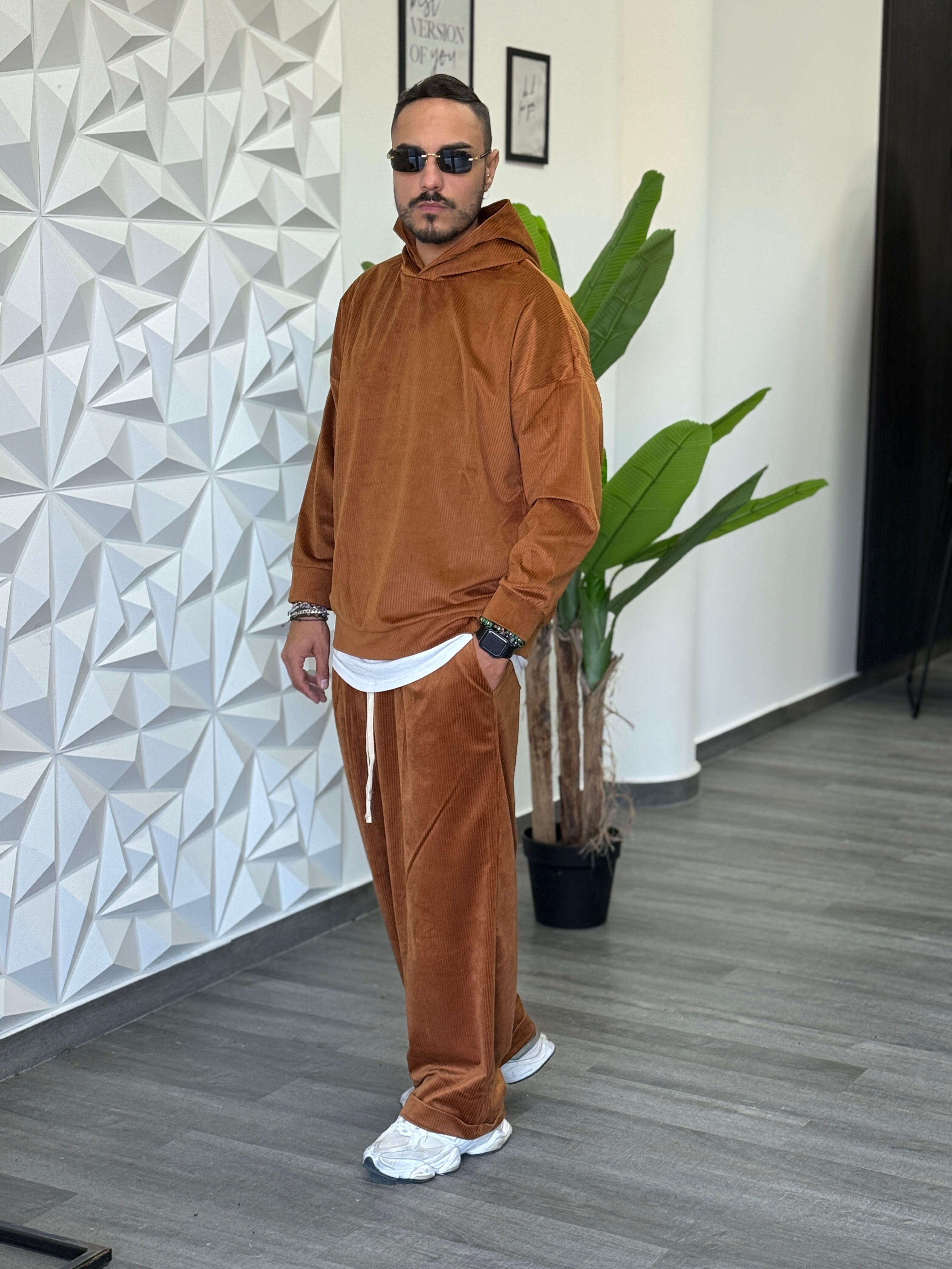 Coordinato tuta Velluto ruggine New Job Brand