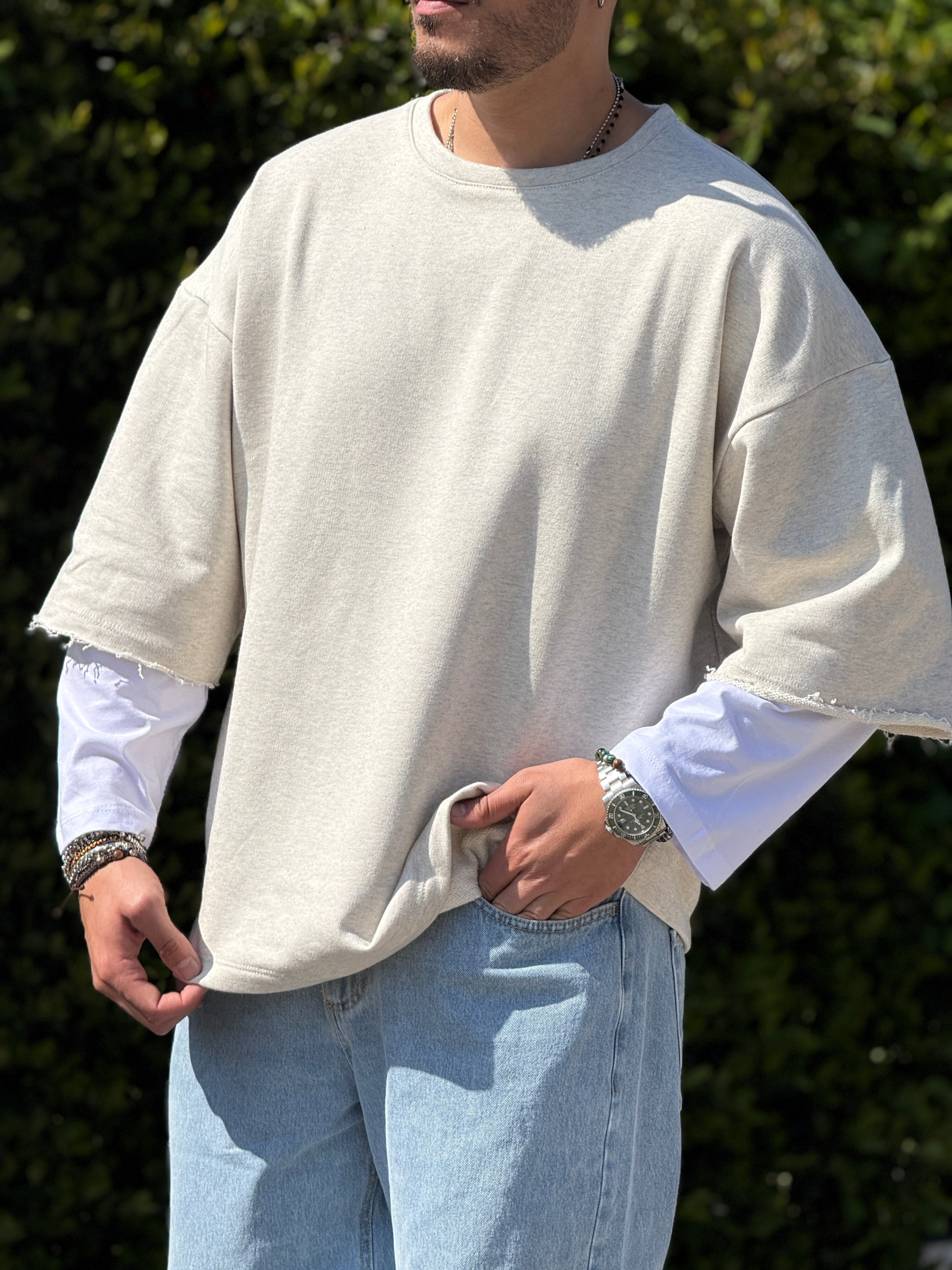 Shirt 300gr over doppiamanica beige new Job Brand