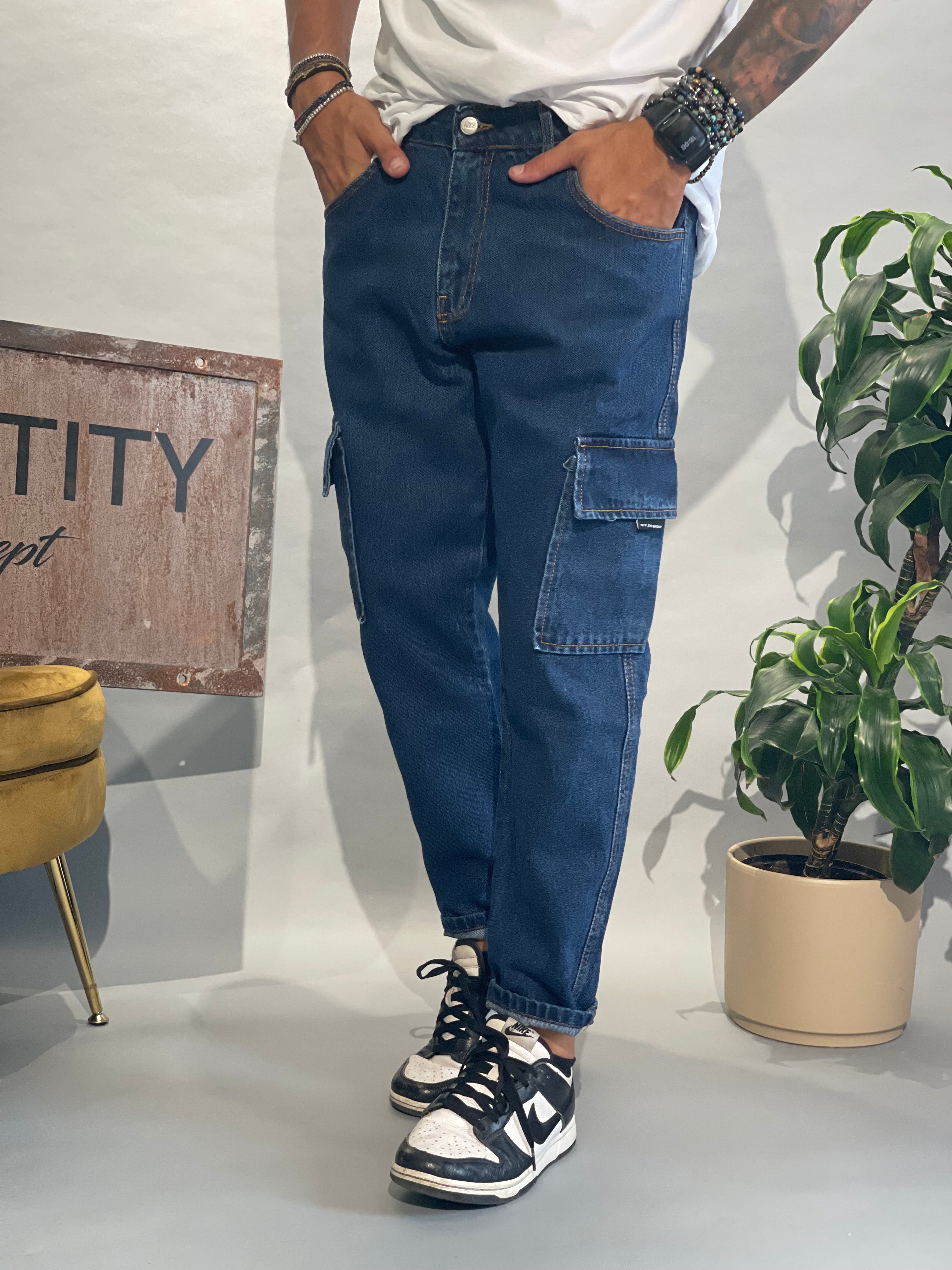 Cargo Jeans Lavaggio Scuro NJB