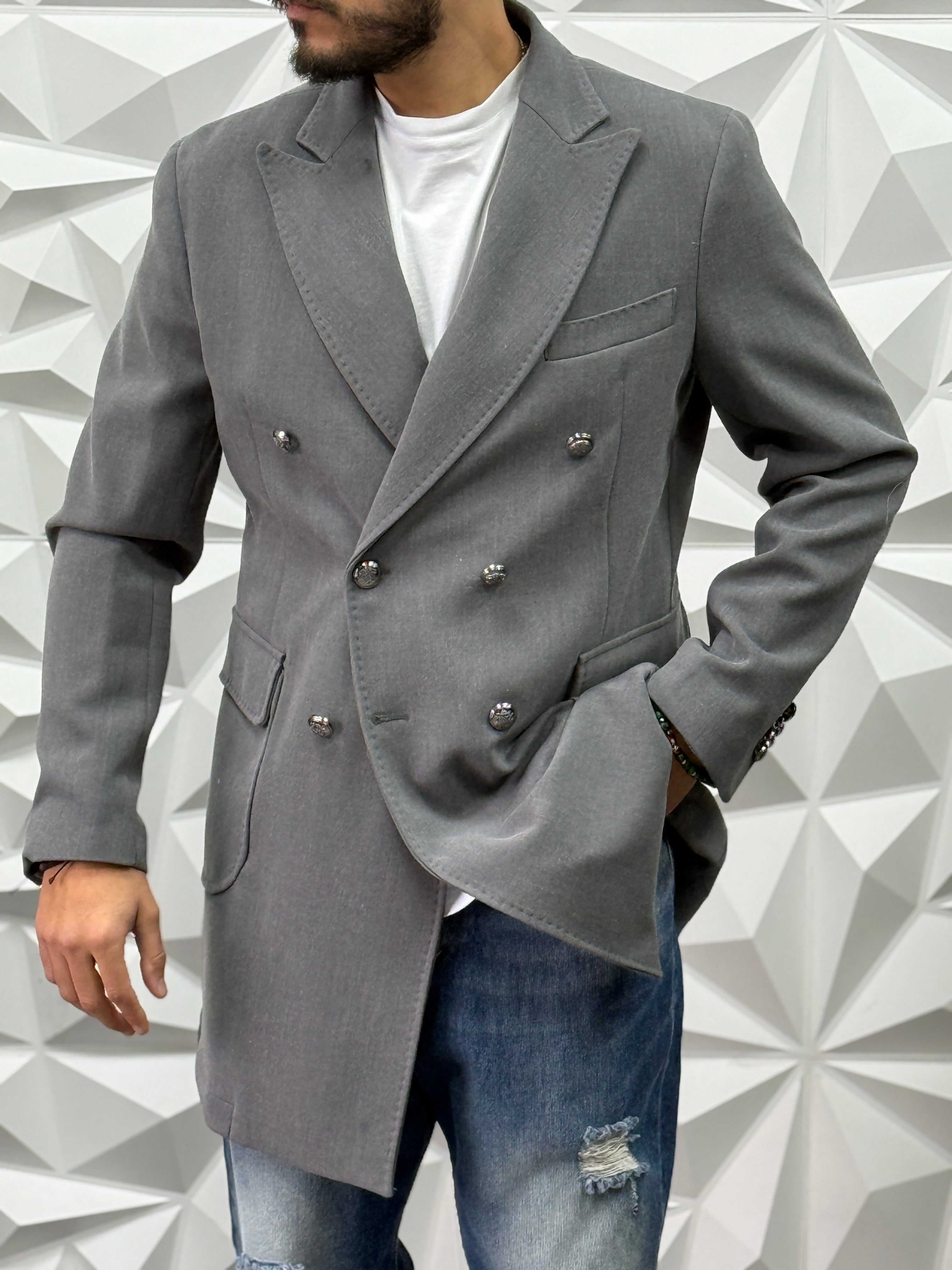 CAPPOTTO GIOIELLO GRIGIO DOPPIOPETTO