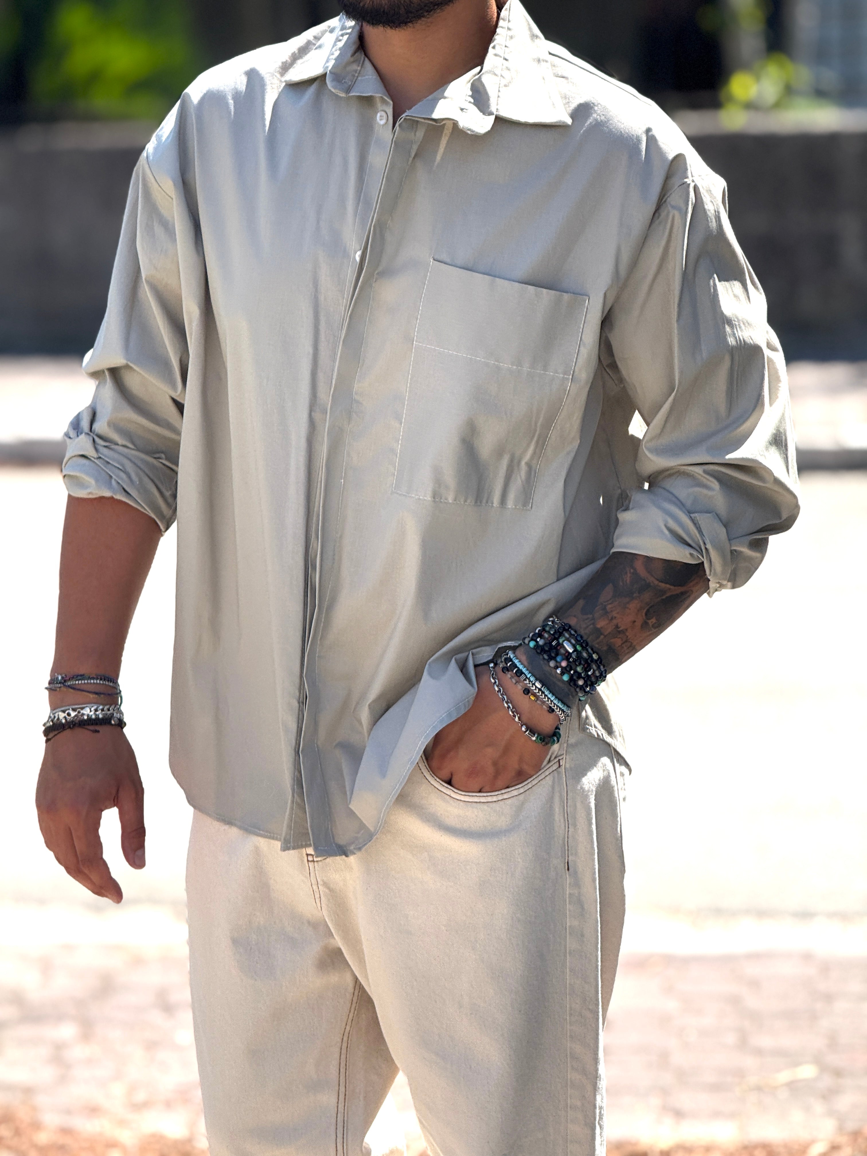 CAMICIA OVERSIZE BEIGE NEW JOB BRAND