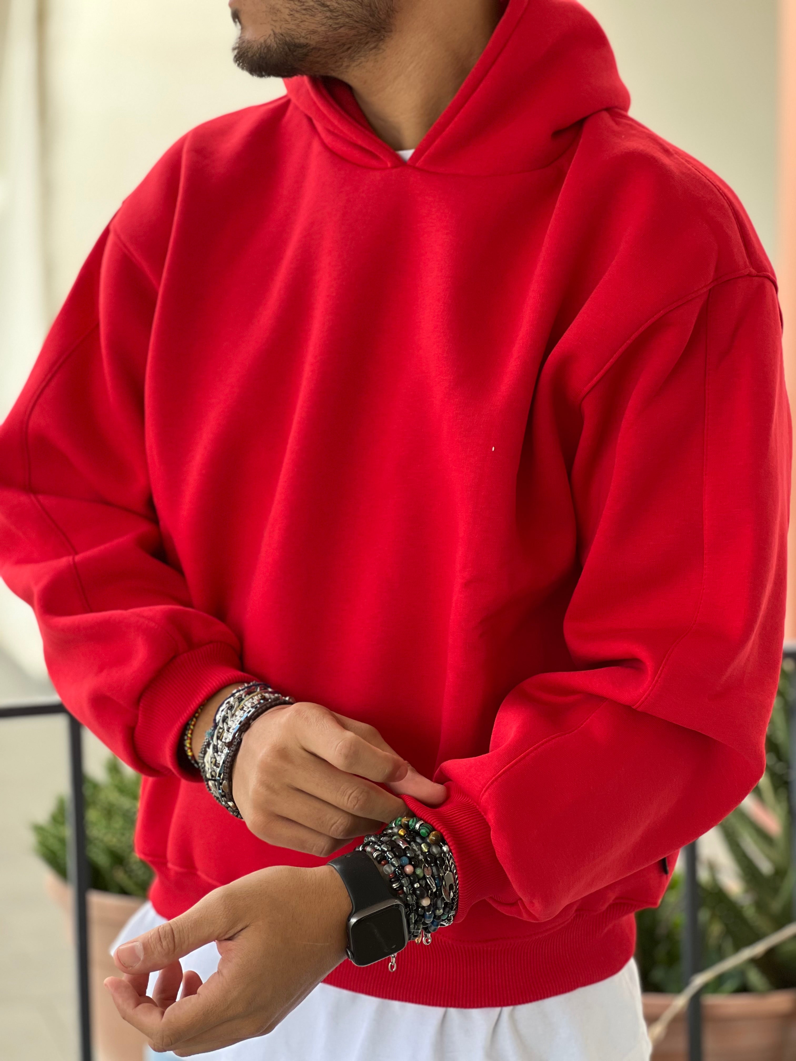 FELPA CAPPUCCIO ROSSA NEW JOB BRAND