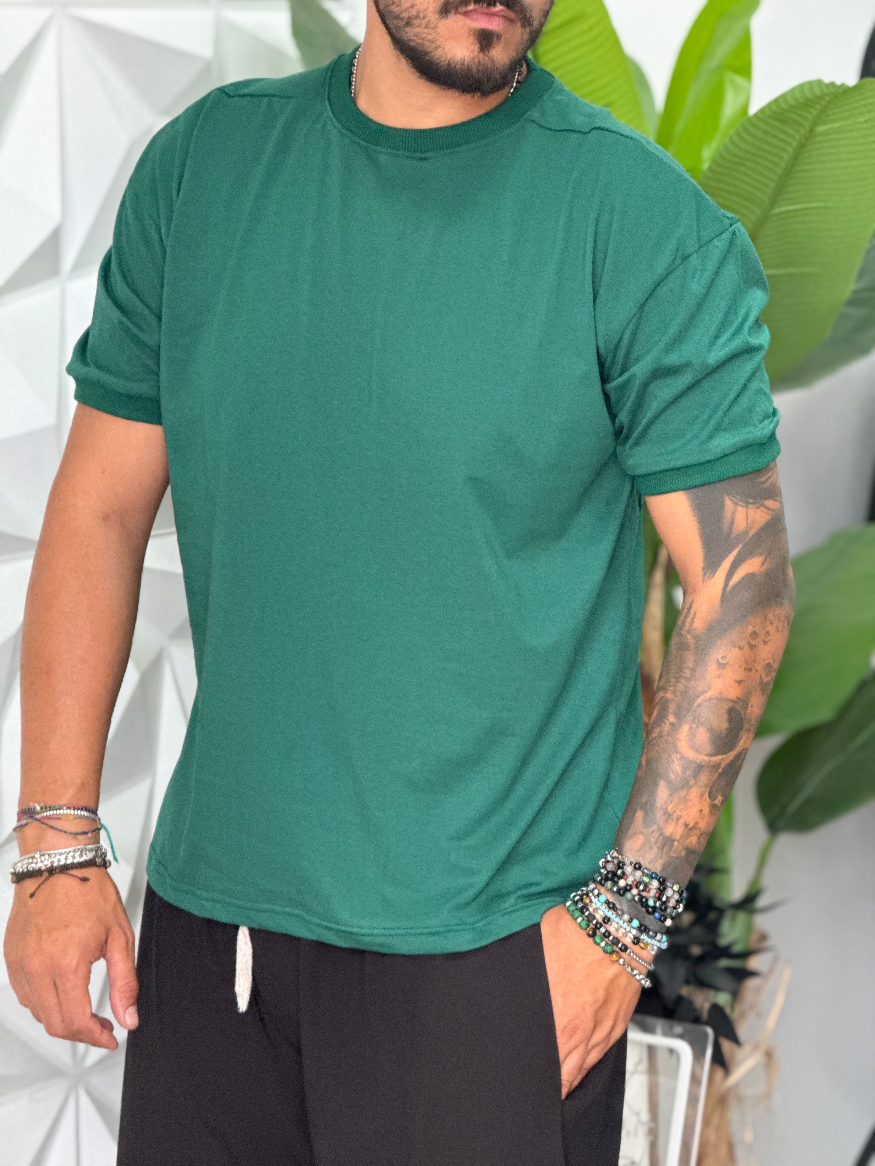 T-SHIRT COSTINA VERDE BOSCO NEW JOB BRAND