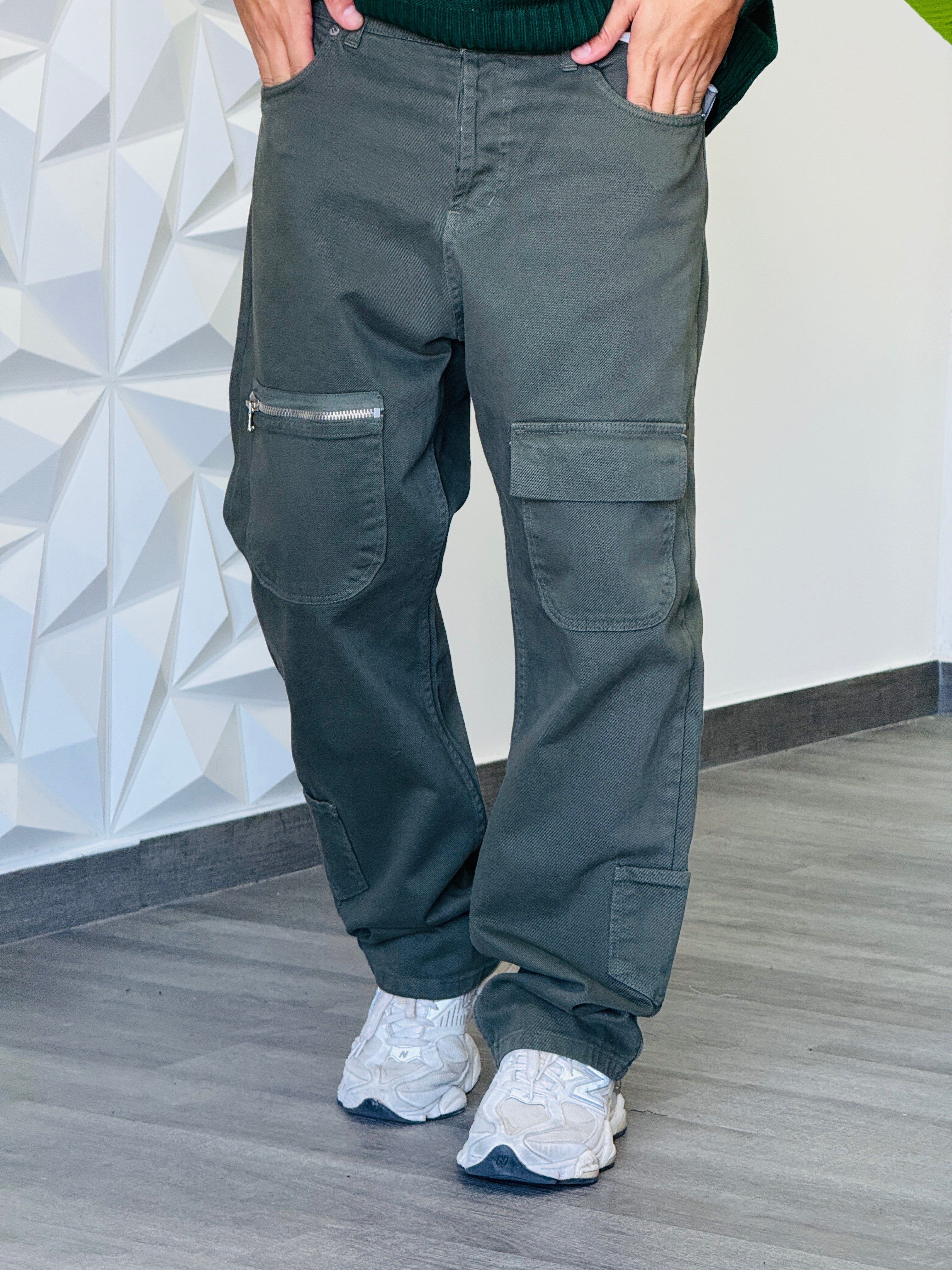 JEANS ZIP VERDE NEW JOB BRAND