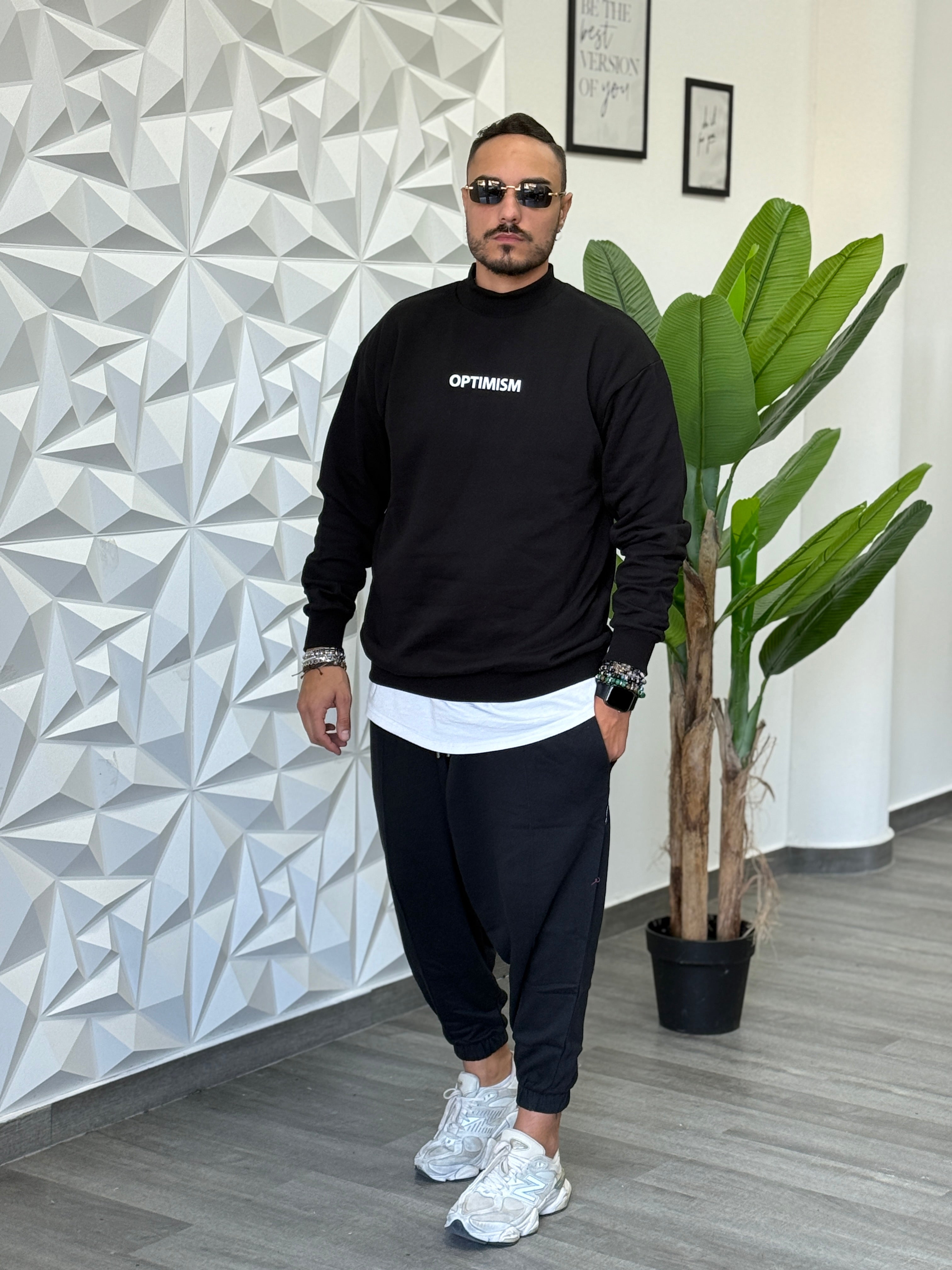 Coordinato tuta Mezzocollo optimism nero New Job Brand