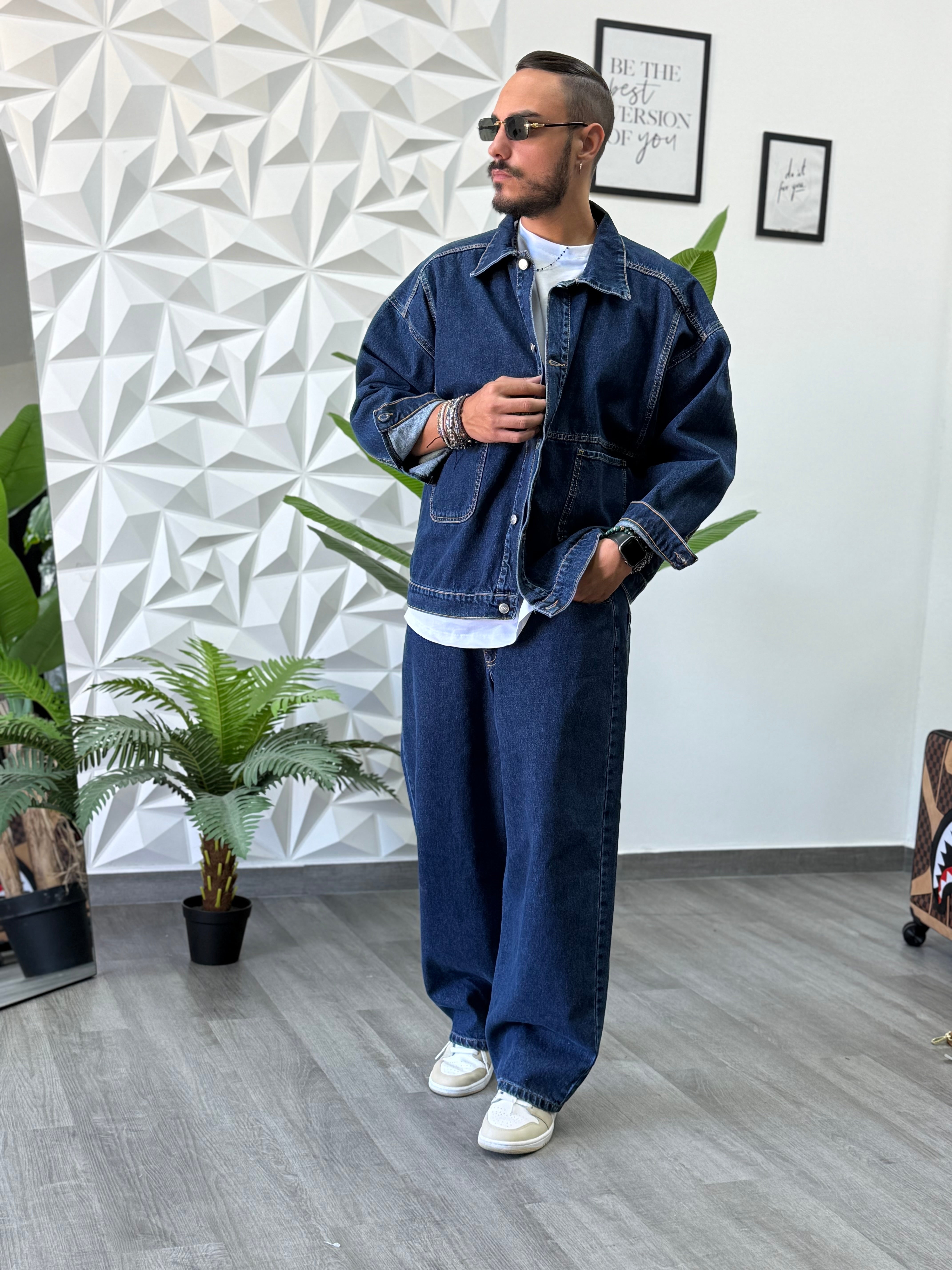 Coordinato Baggy swaggy di jeans blu new job brand