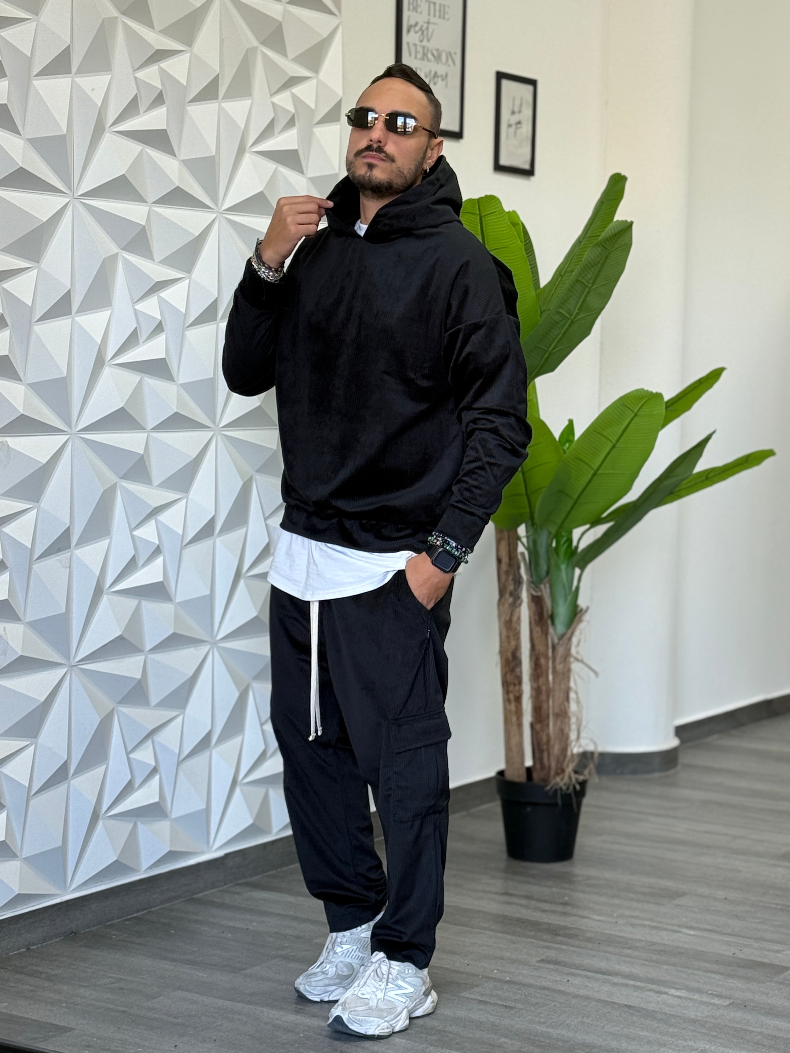 Coordinato tuta Velluto nero New Job Brand