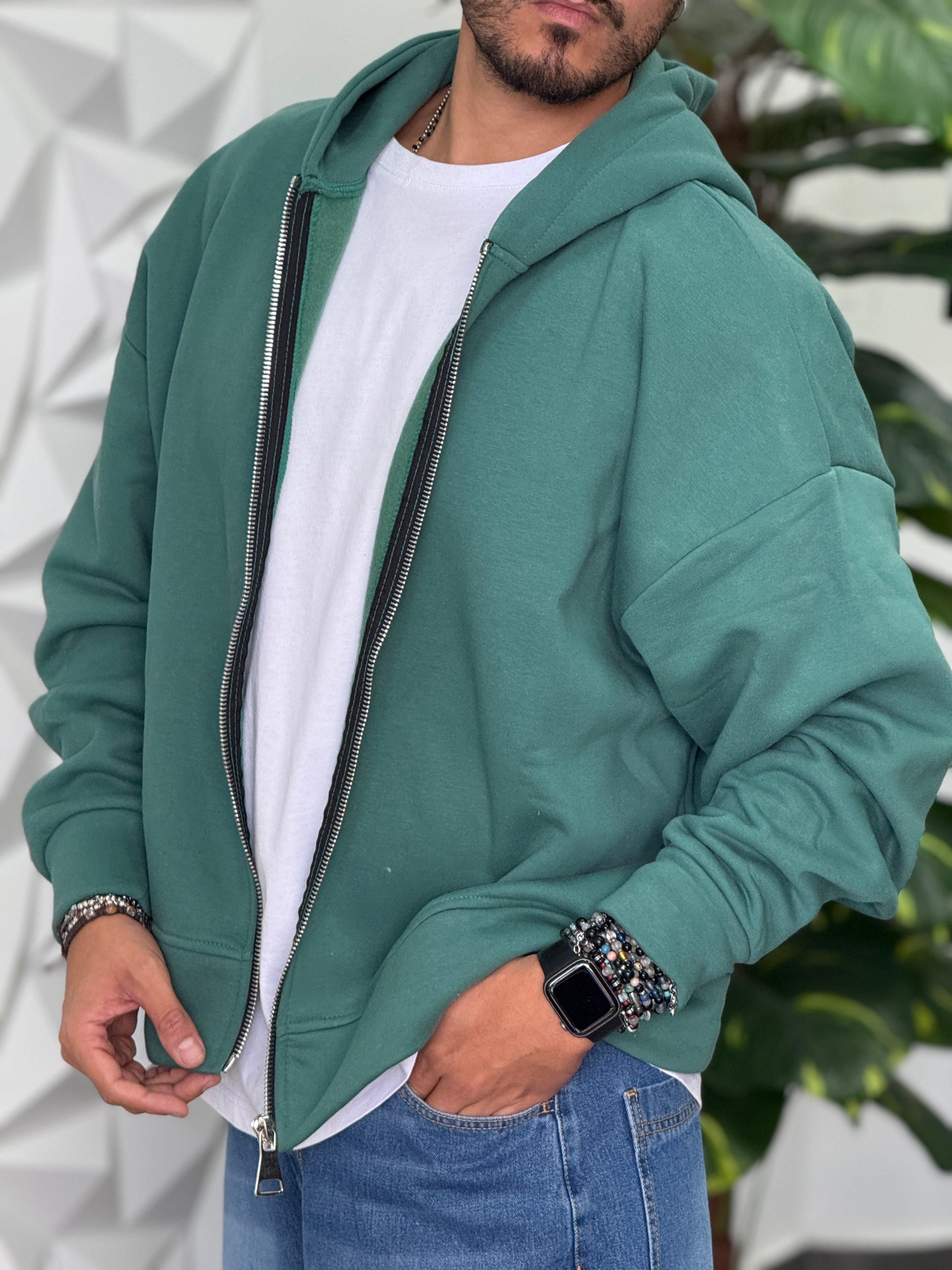 Felpa con zip over Verde new job brand