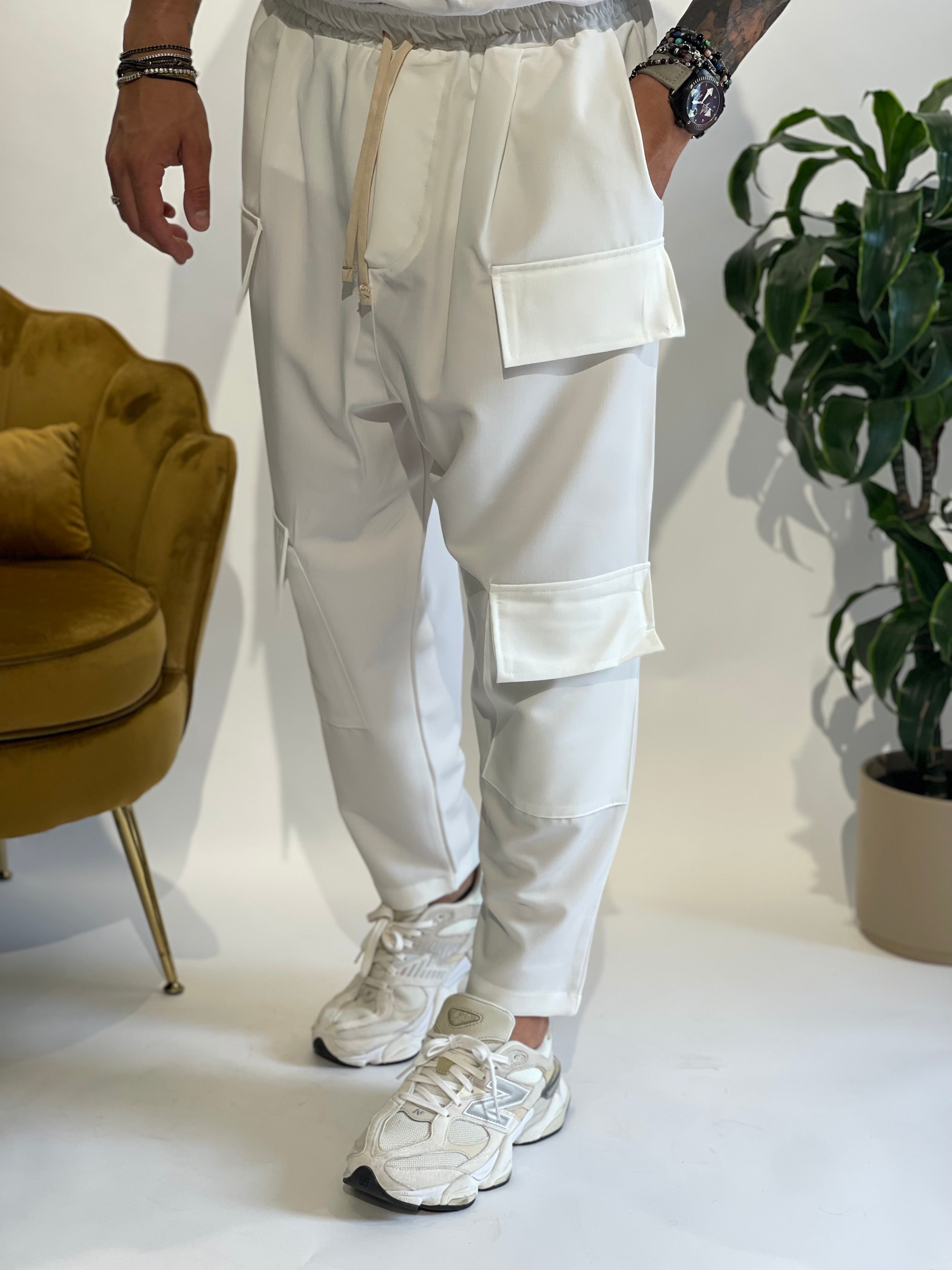 PANT CARGO FRONT NJB BIANCO