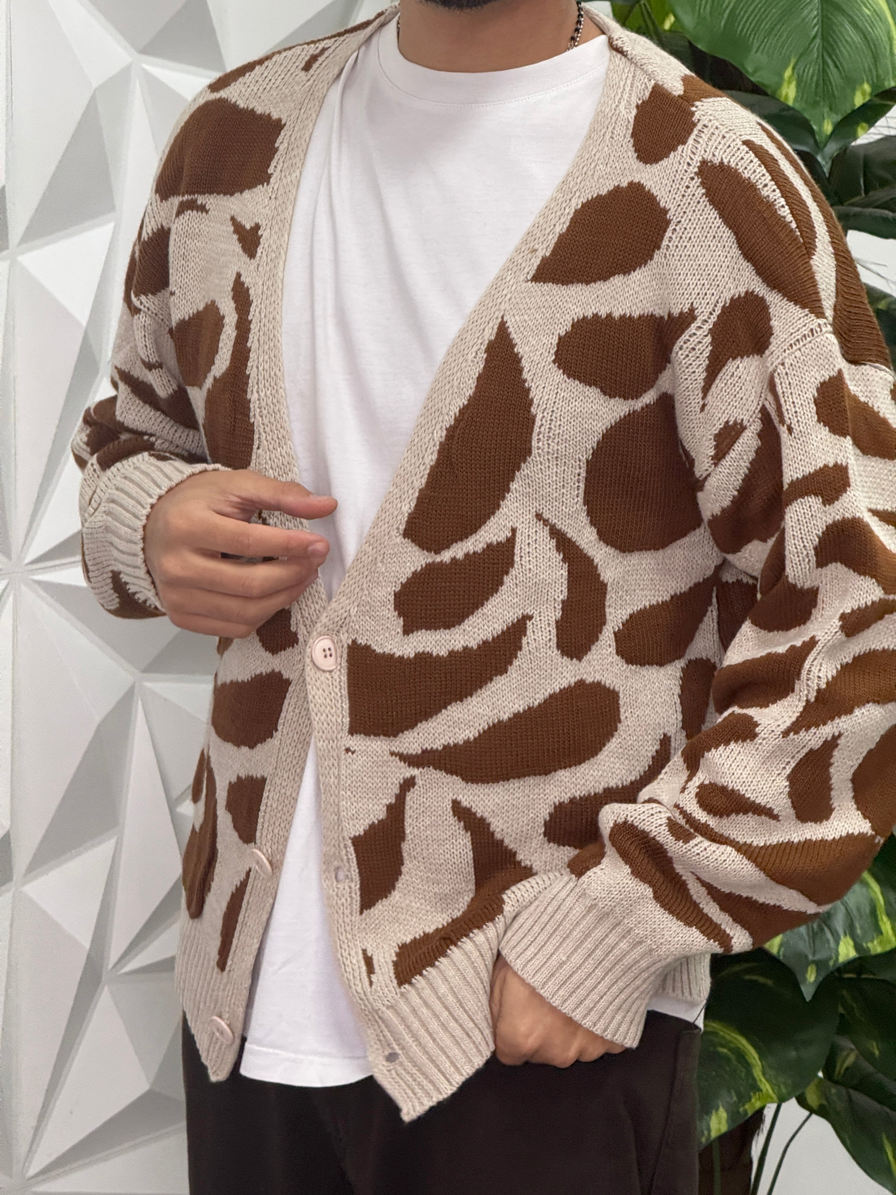 CARDIGAN MACULATO MORO CROPPED REVAME