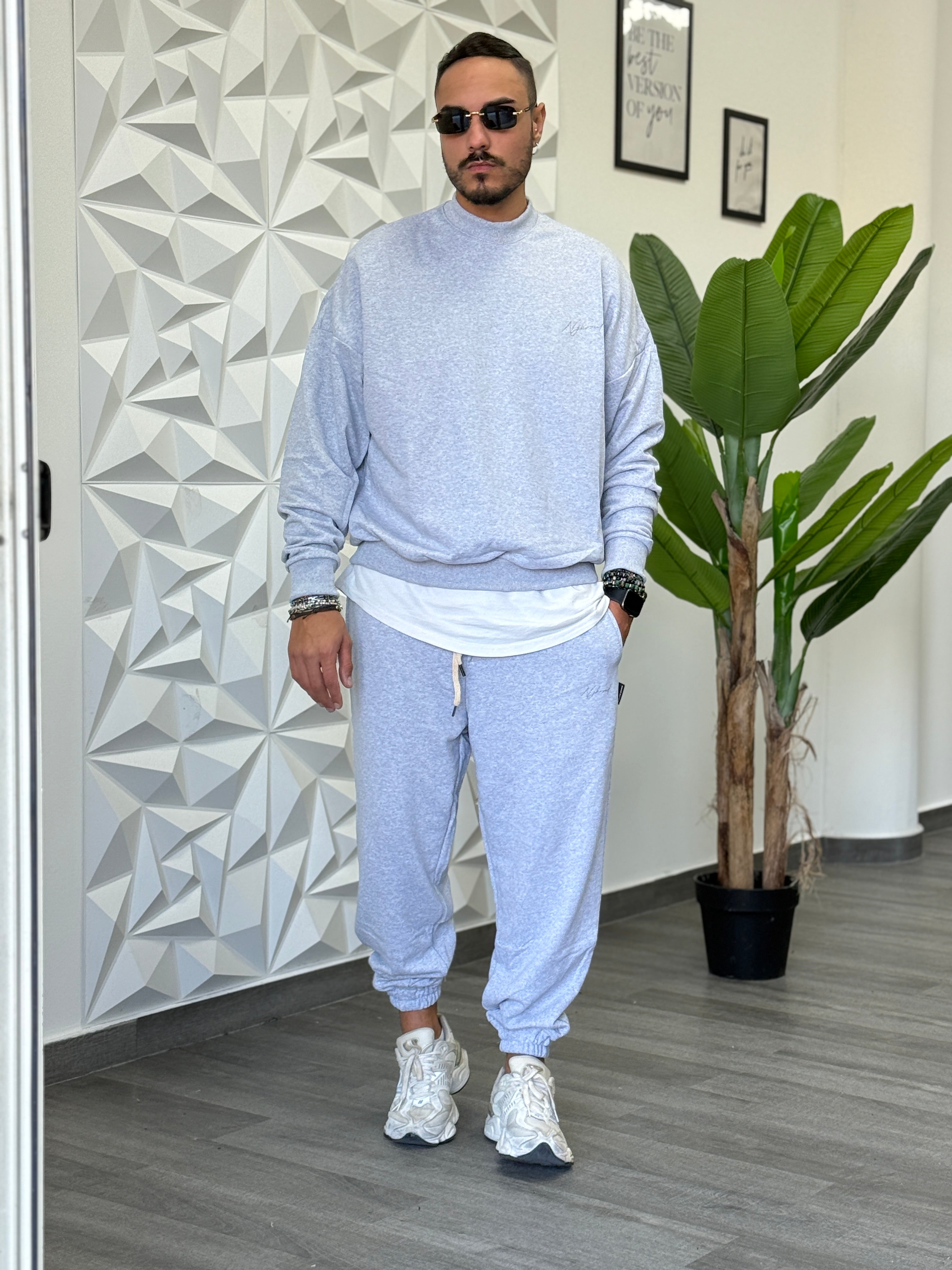 Coordinato tuta Mezzocollo over  grigia  New Job Brand