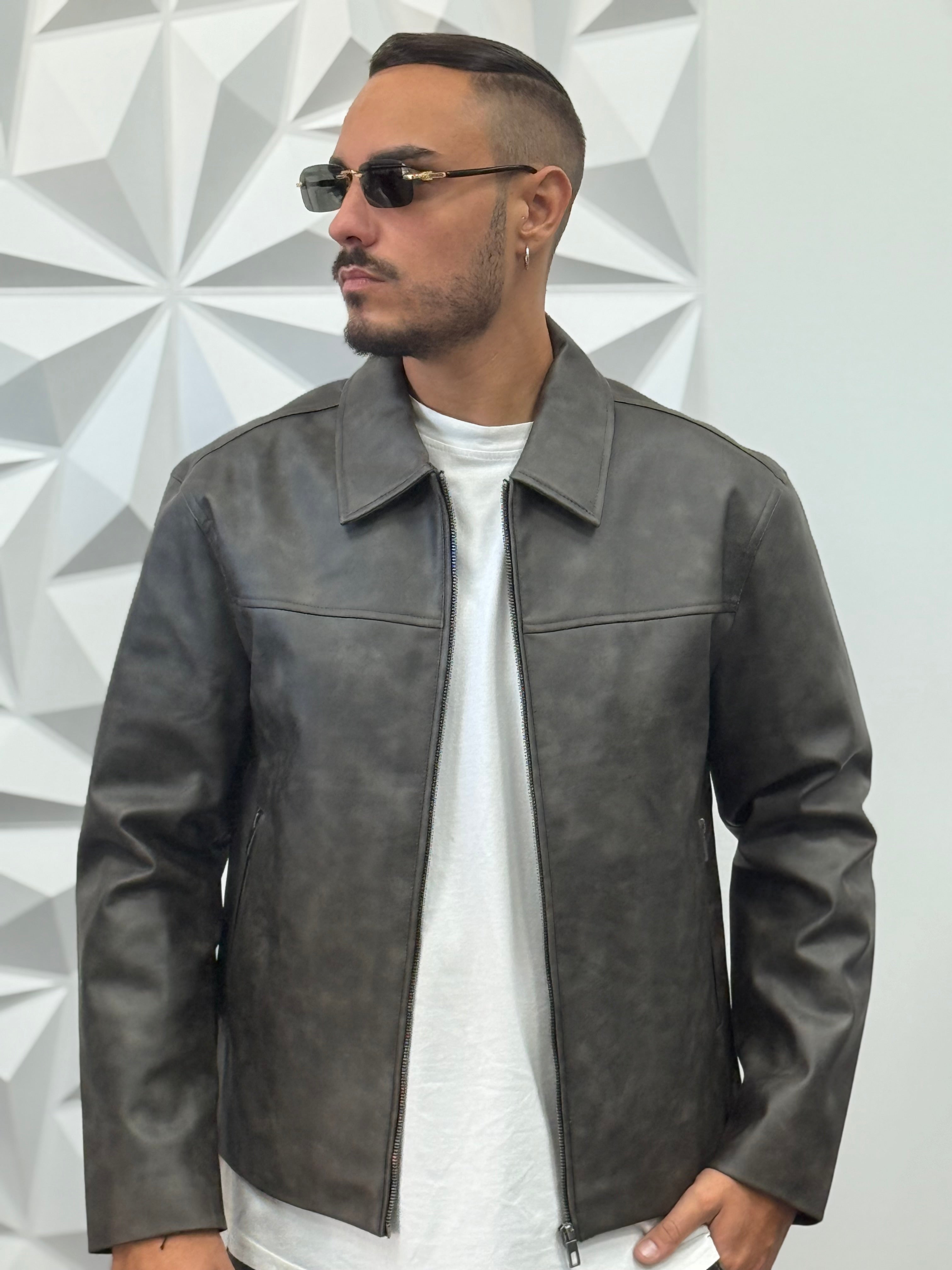 Jacket In pelle Piombo