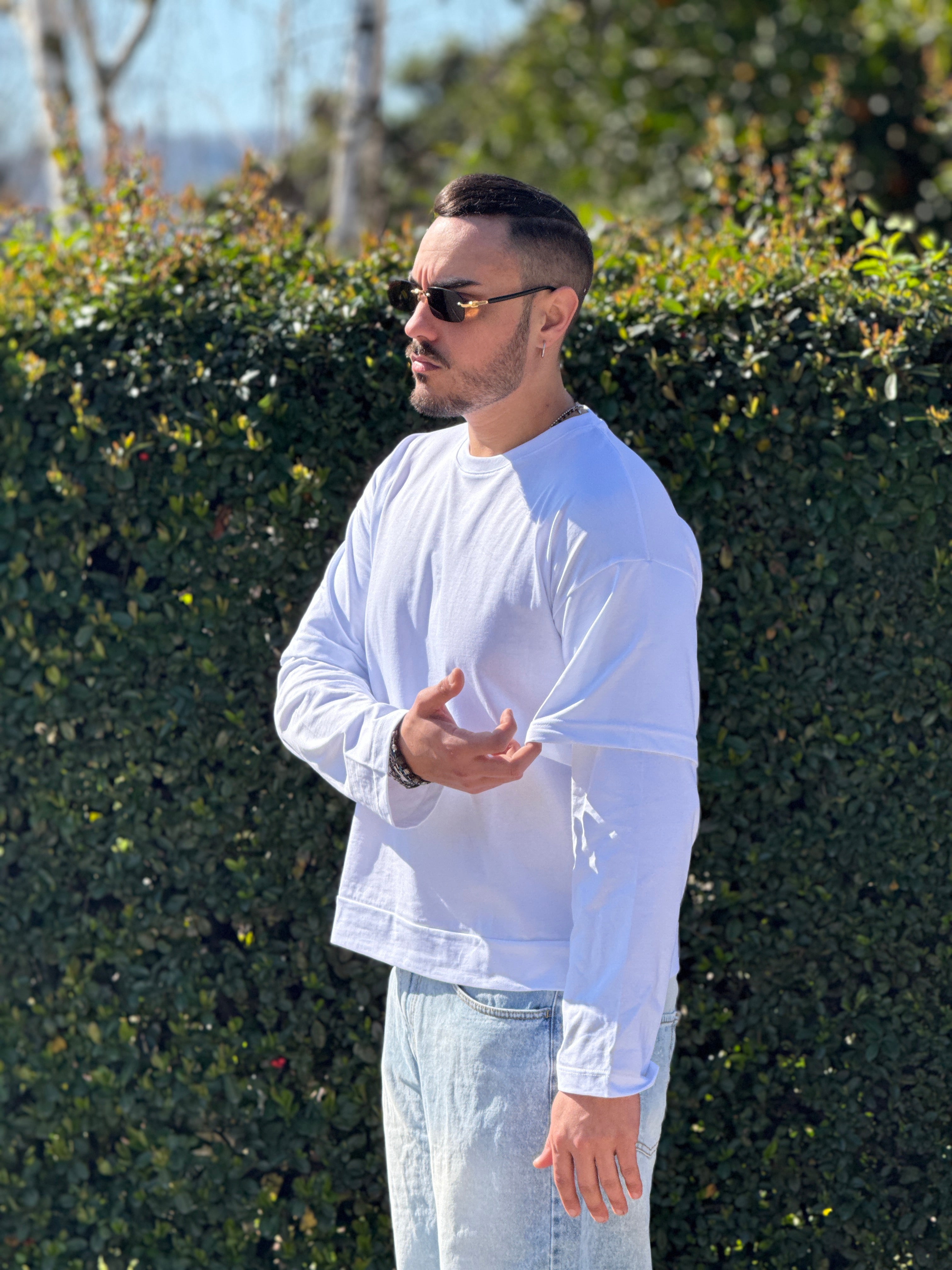 SHIRT DOPPIA MANICA OVER BIANCA NEW JOB BRAND