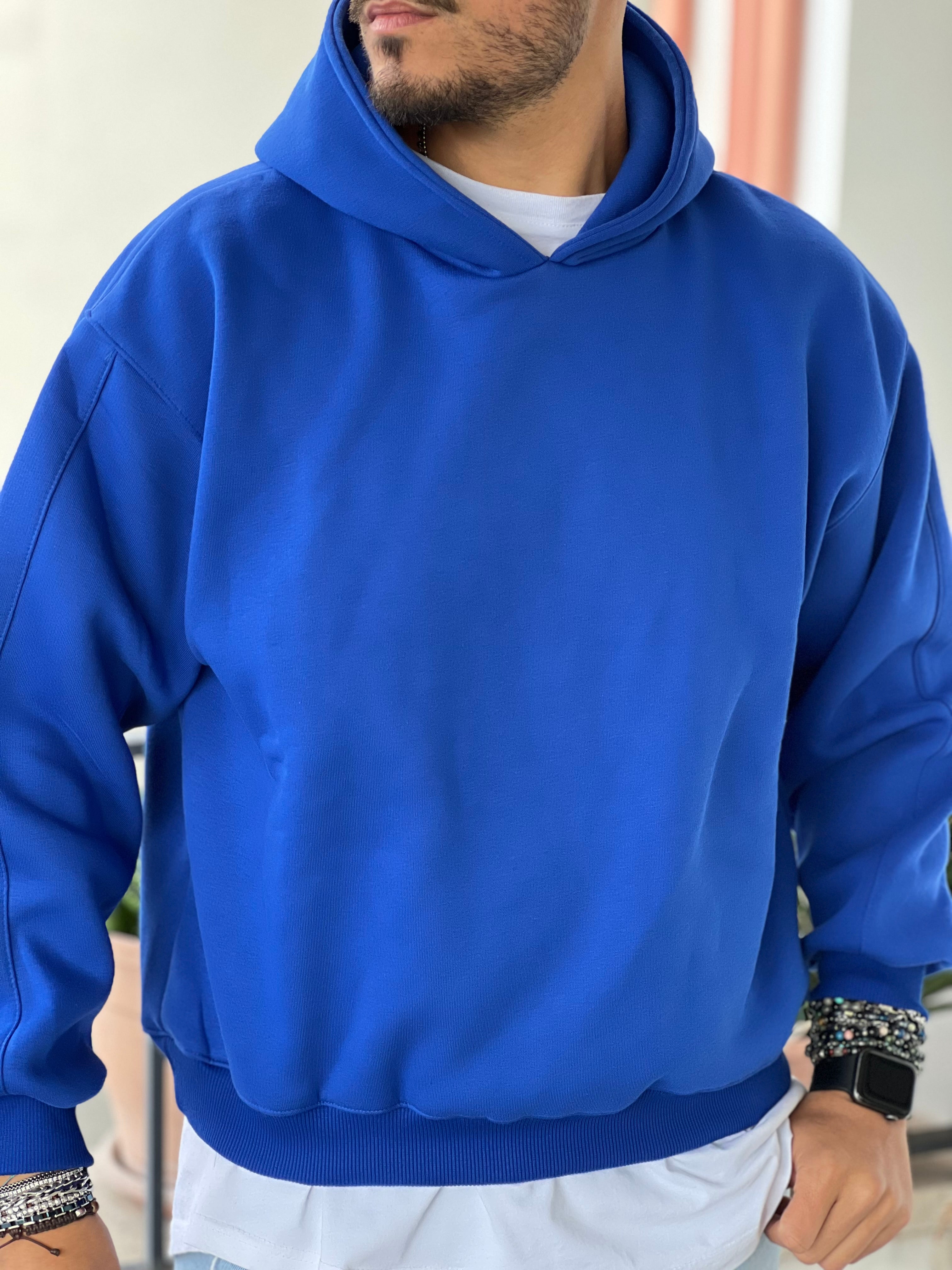 FELPA CAPPUCCIO BLU  NEW JOB BRAND