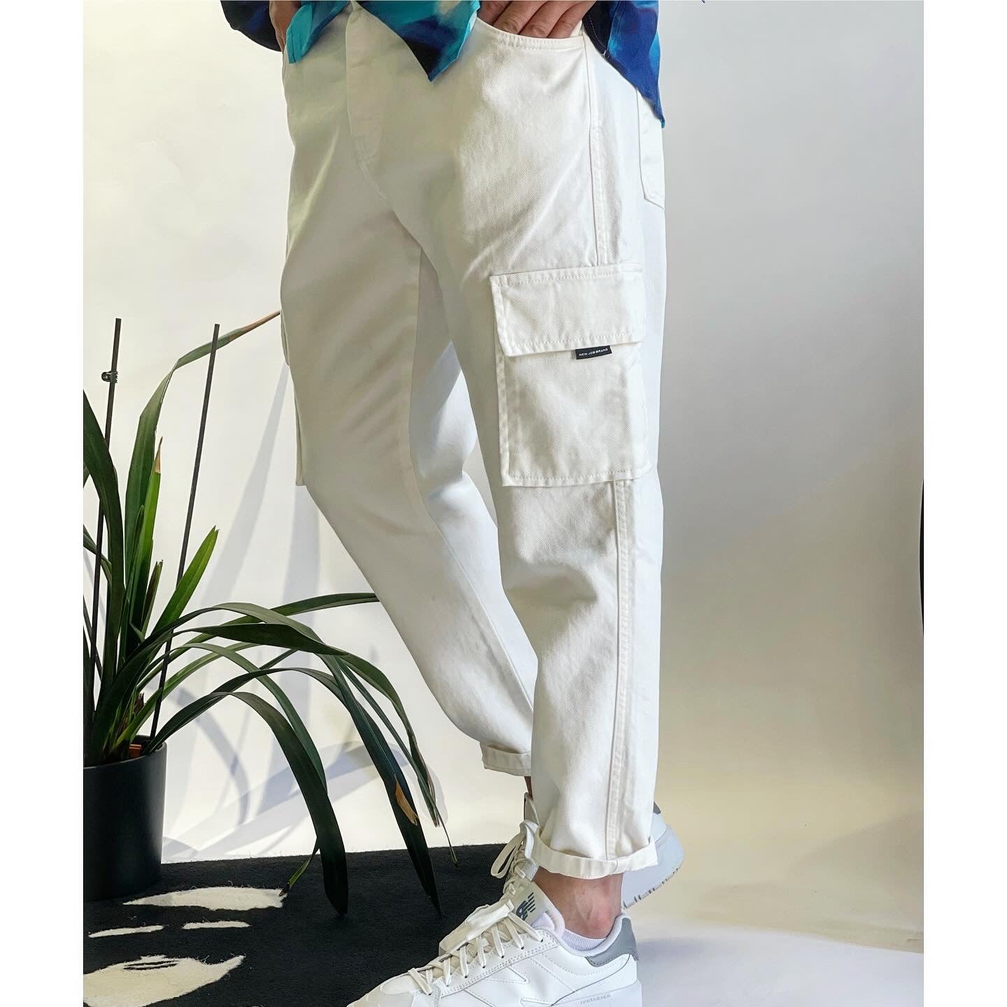 CARGO JEANS BIANCO