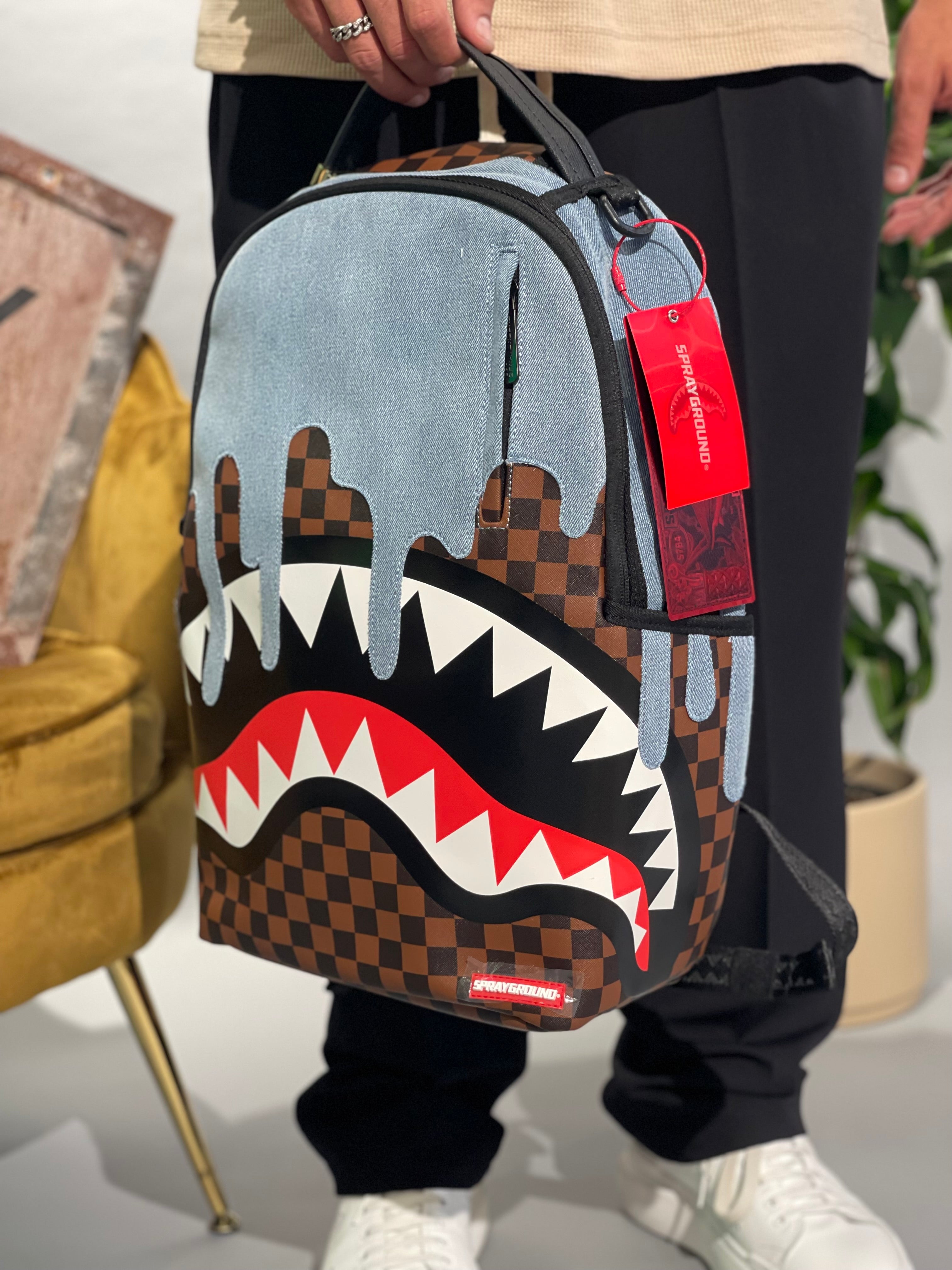 ZAINO SPRAYGROUND DENIM DRIP BACKPACK