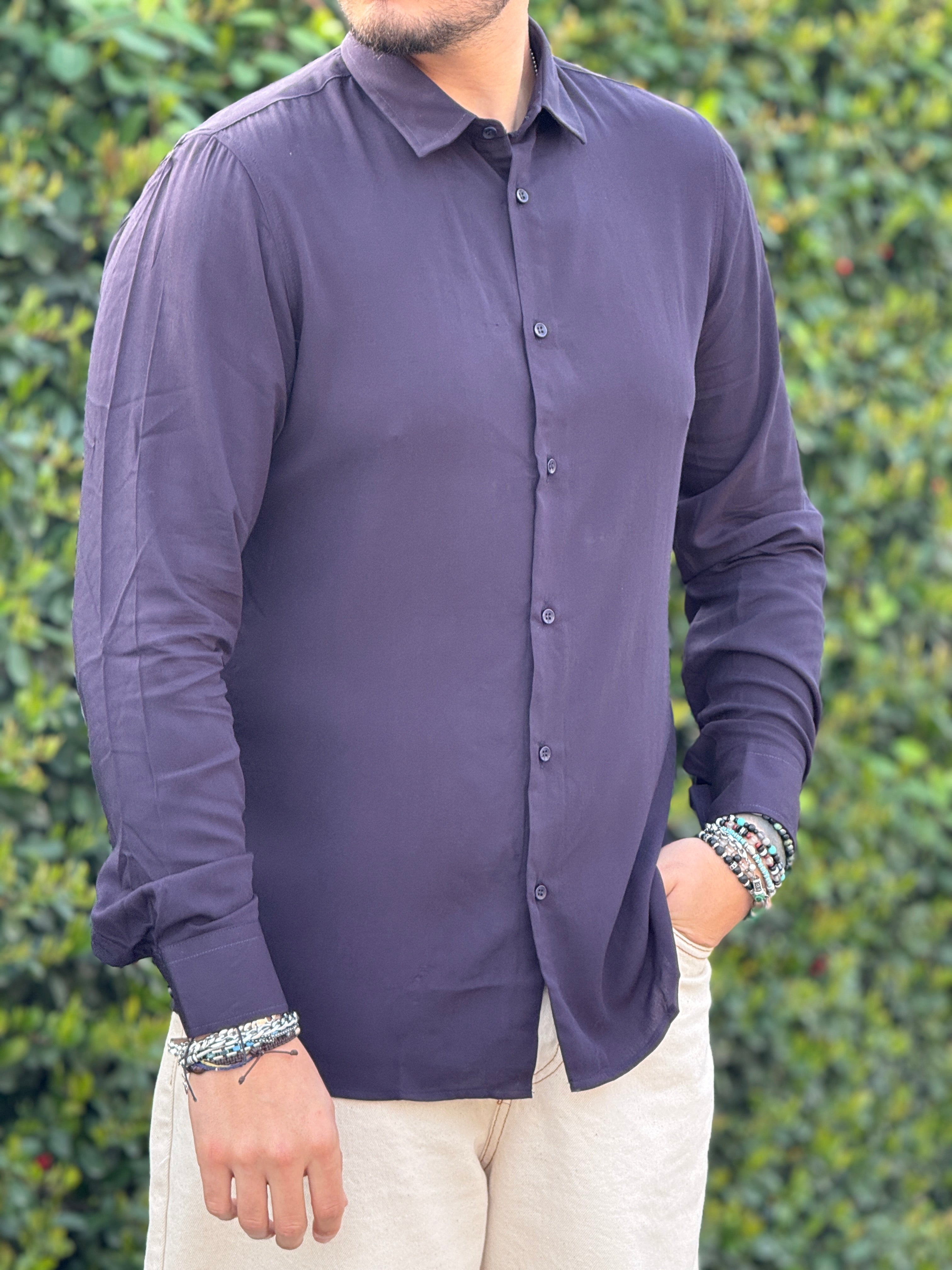 CAMICIA VISCOSA  BLU SCURO NEW JOB BRAND