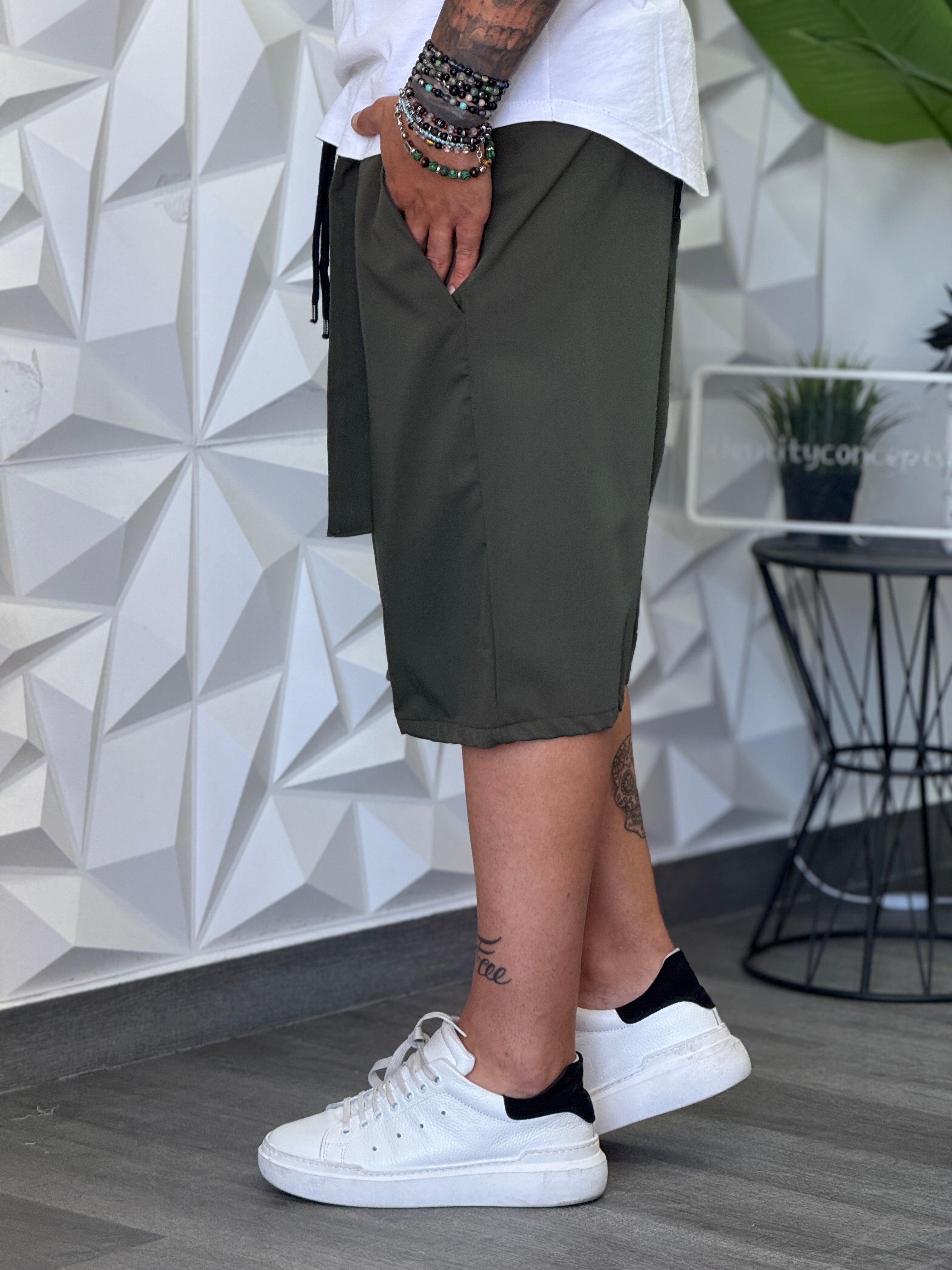 BERMUDA 74 VERDE MILITARE CINTURINO   NEW JOB BRAND