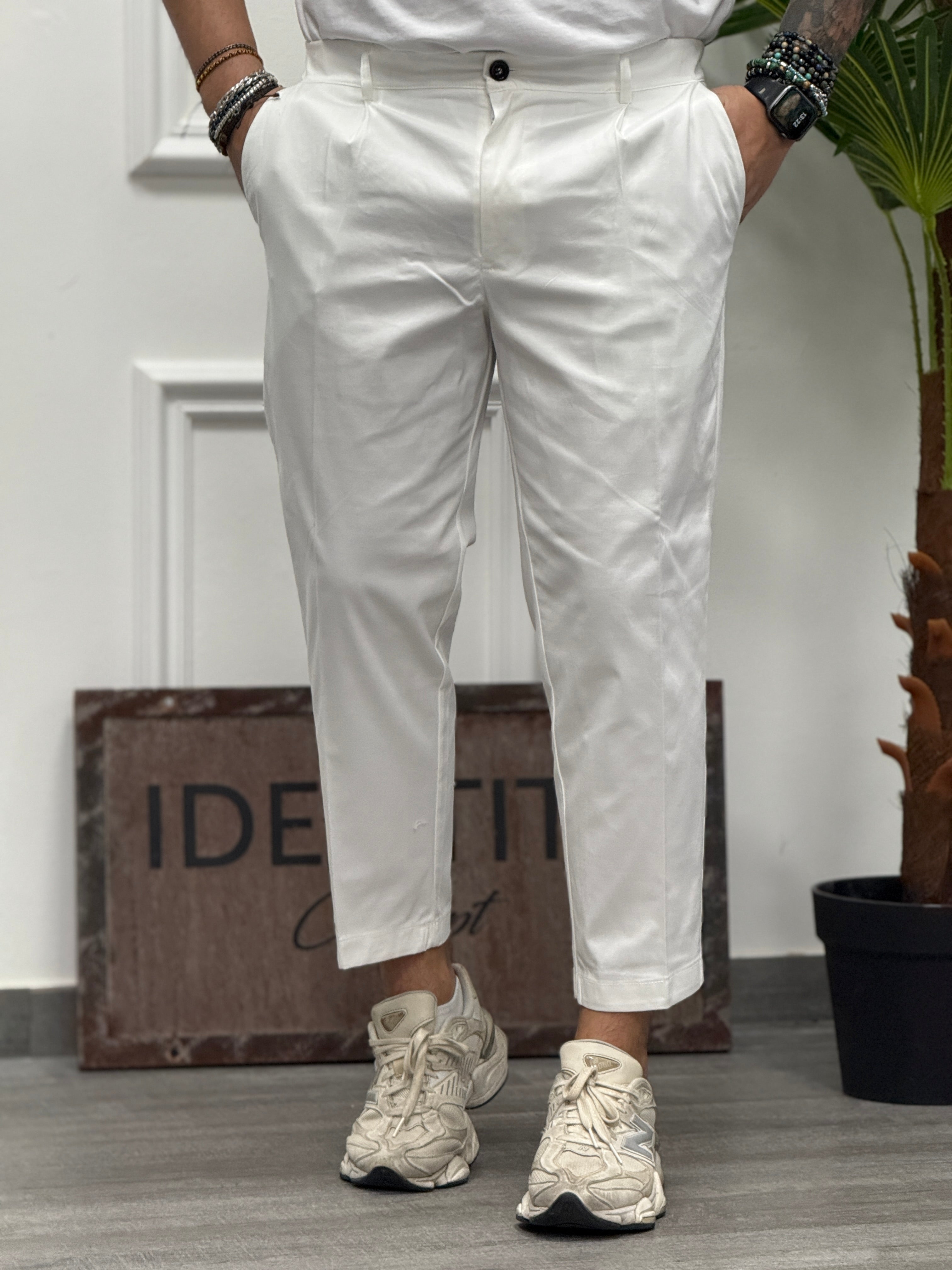PANTALONE PIGA BIANCO GABARDINA NEW JOB BRAND
