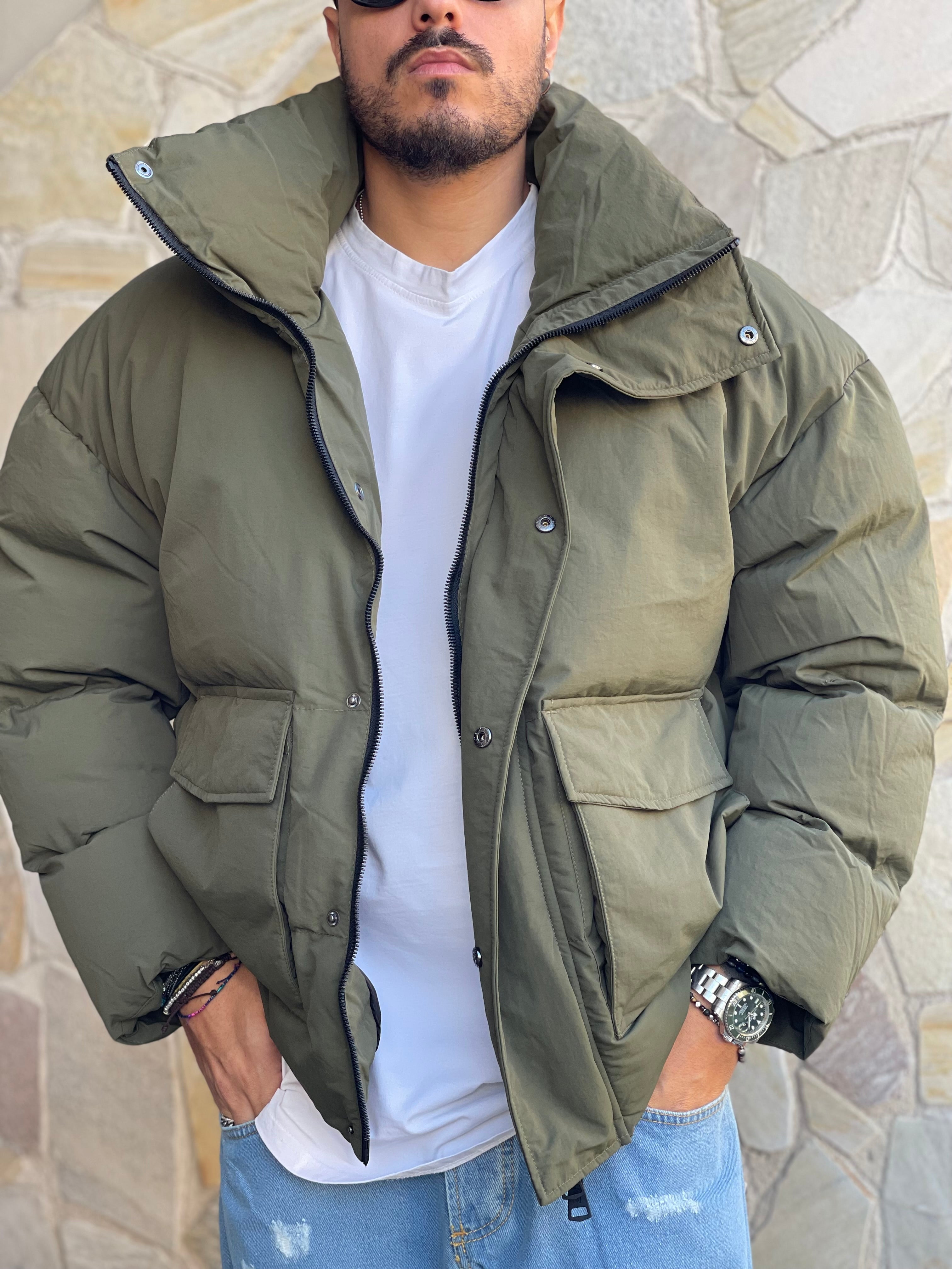 BOMBER PUFF VERDE MILITARE NEW JOB BRAND