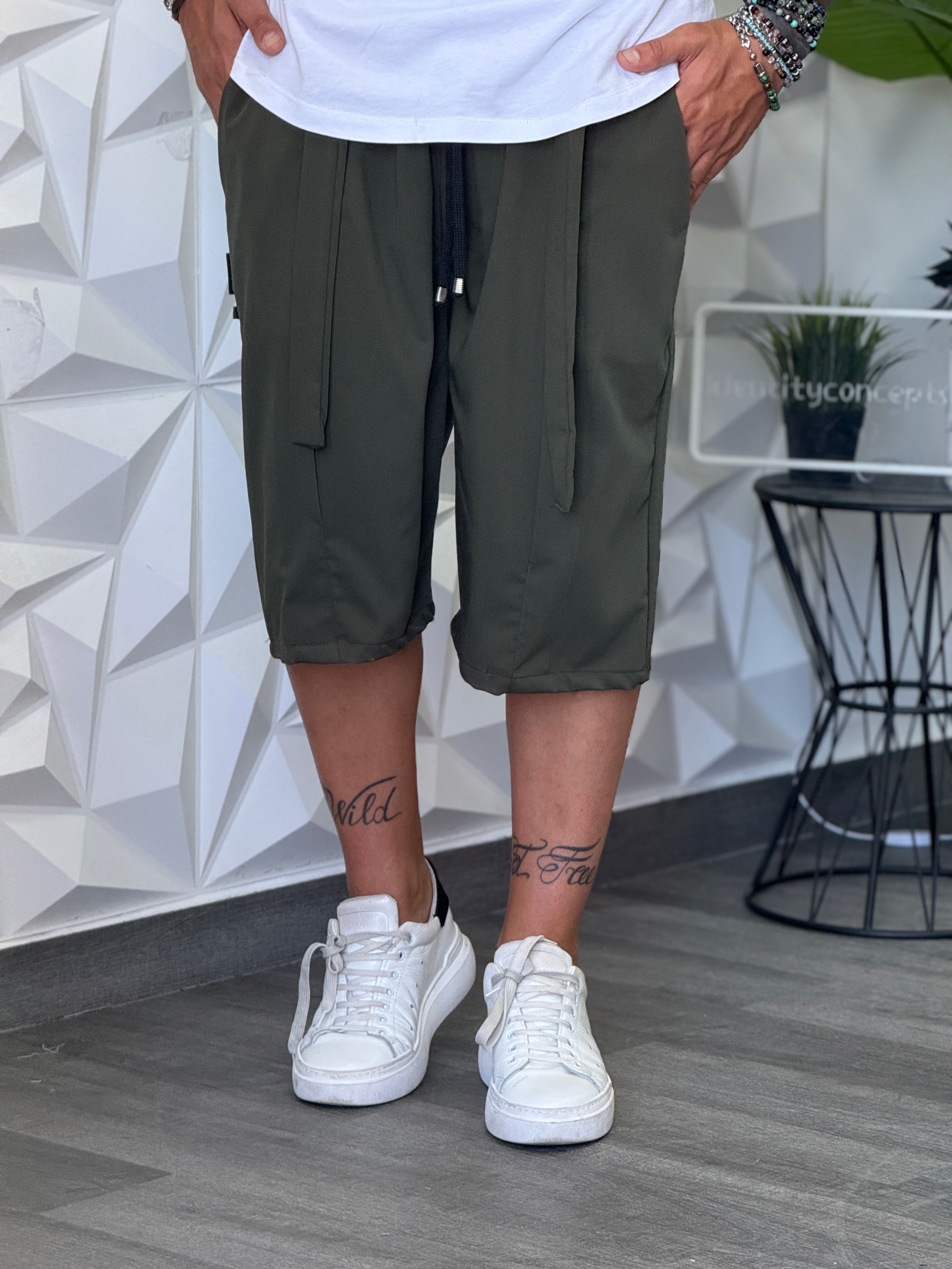 BERMUDA 74 VERDE MILITARE CINTURINO   NEW JOB BRAND