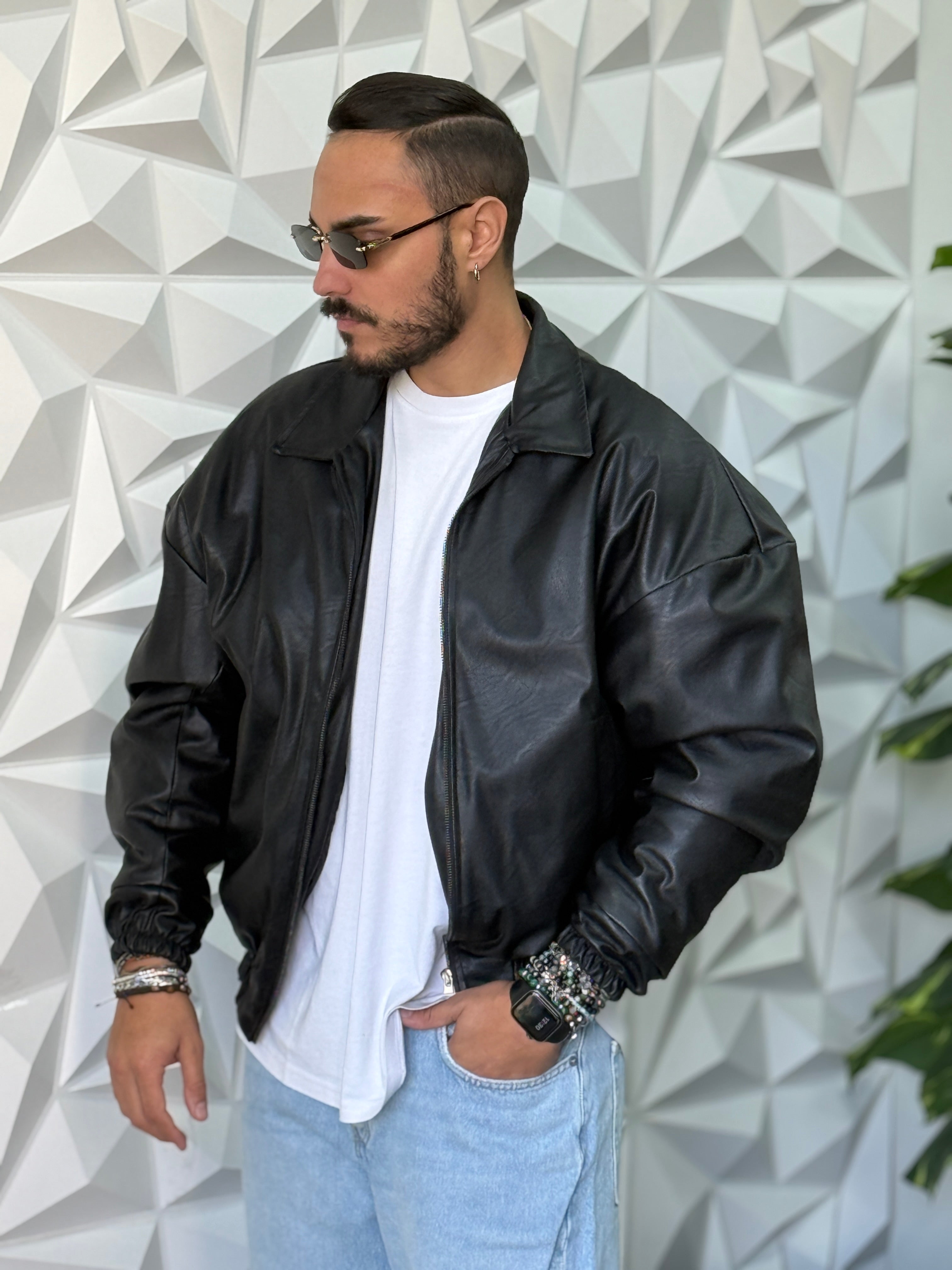BOMBER BONSAI ECOPELLE NERO    NEW JOB BRAND