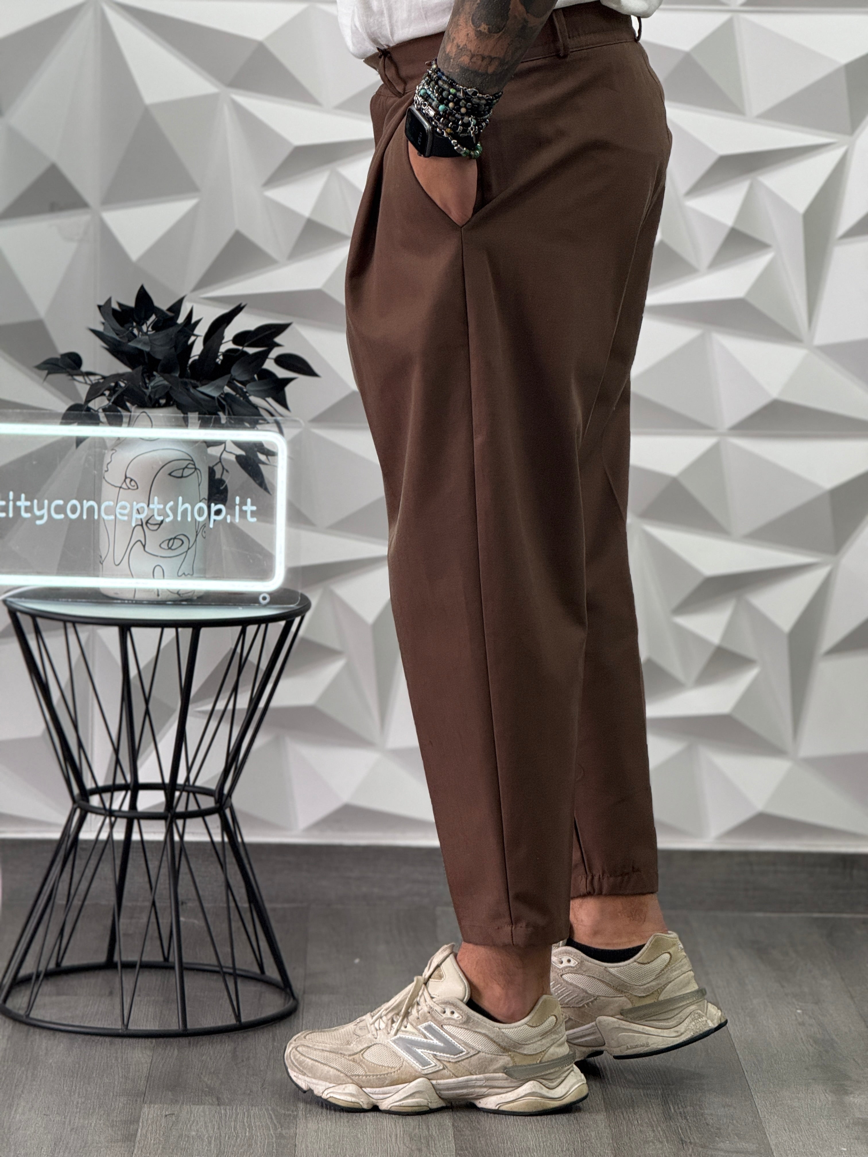 PANTALONE MONTECARLO FW26 MARRONE  NEW JOB BRAND