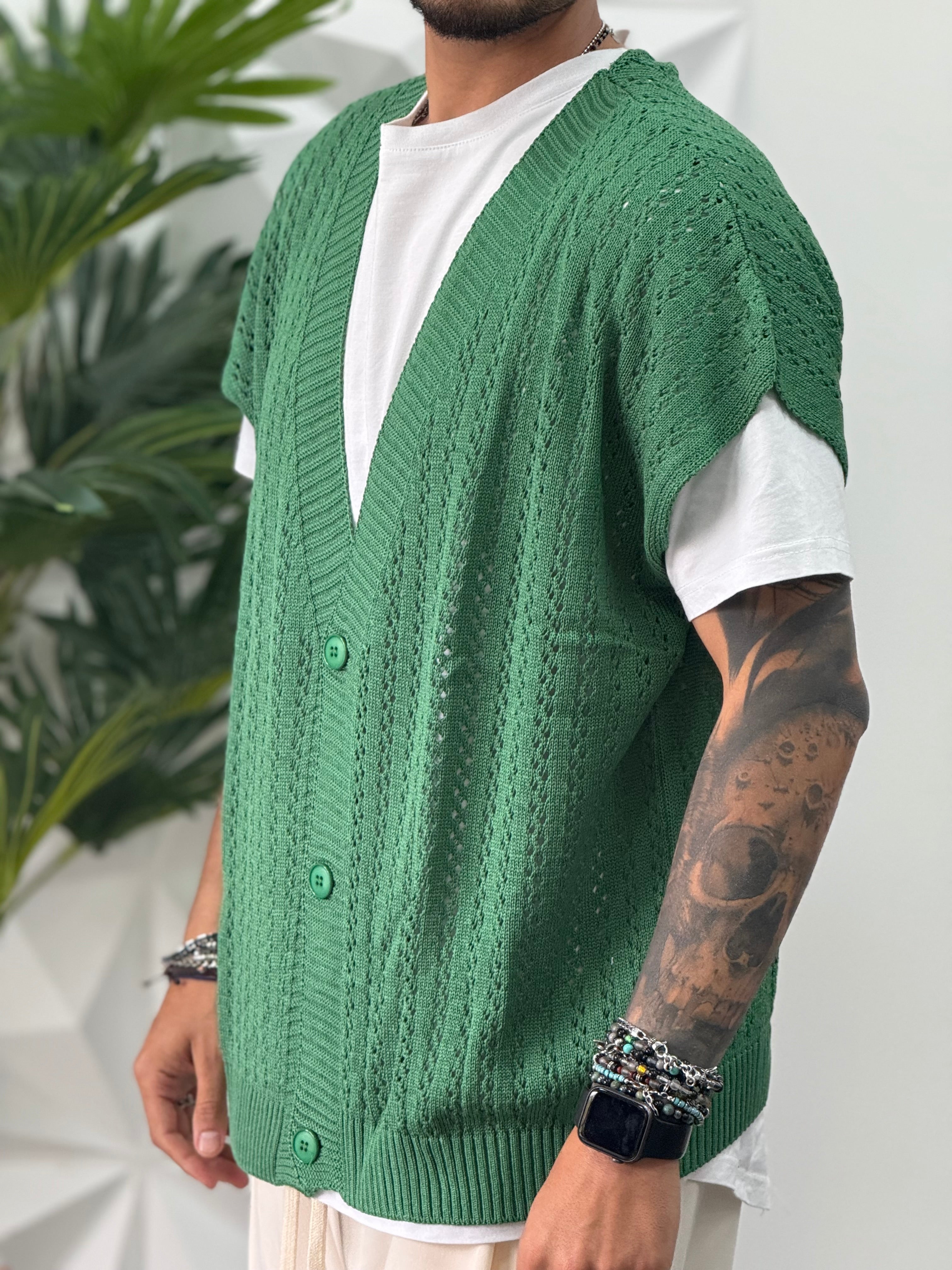 SMANICATO OVER TRAFORATO VERDE NEW JOB BRAND