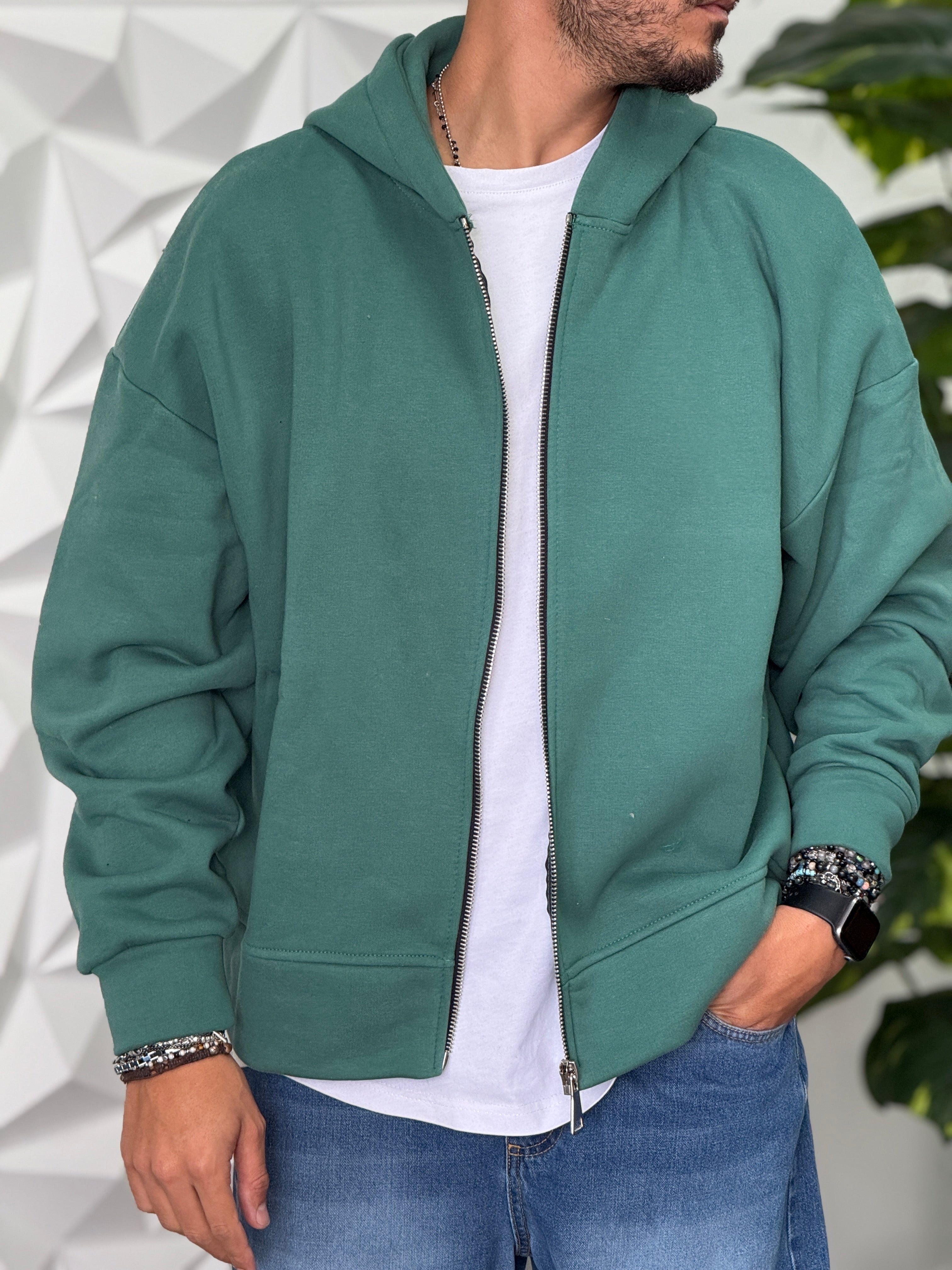 Felpa con zip over Verde  new job brand