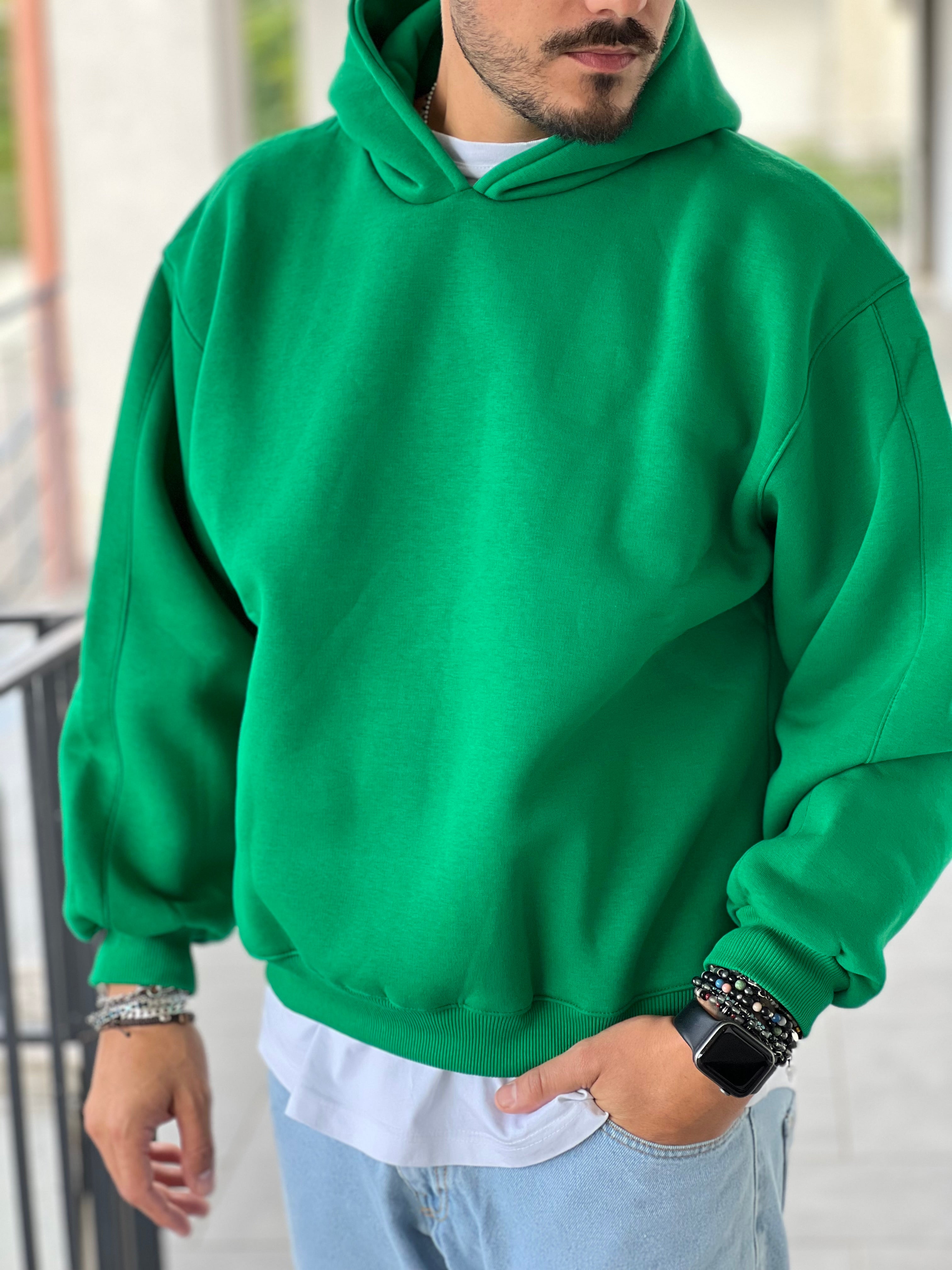 FELPA CAPPUCCIO VERDE  NEW JOB BRAND