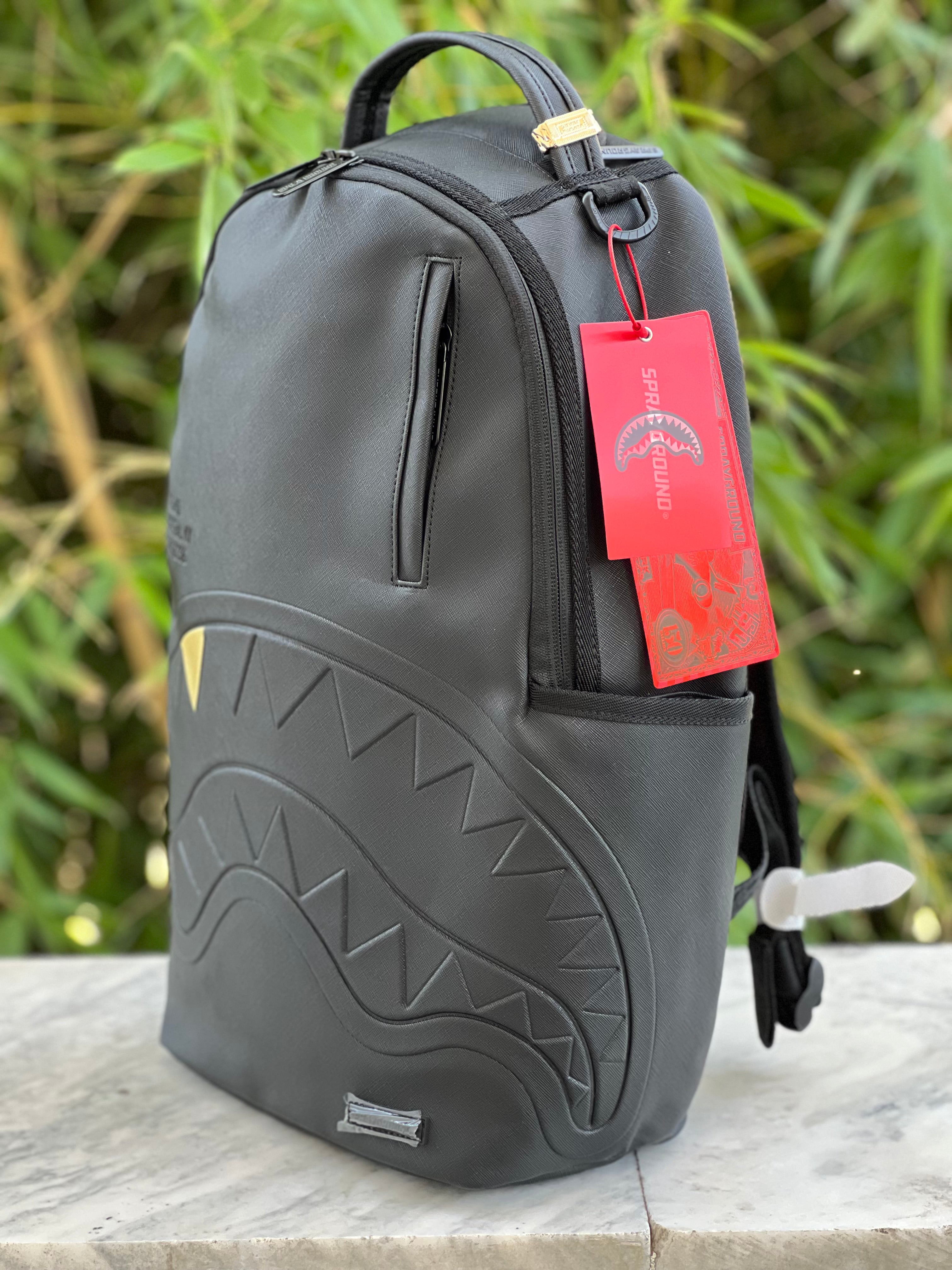 ZAINO SPRAYGROUND  BLACKED OUT EMBOSSED GOLD TOOTH BACKPACK