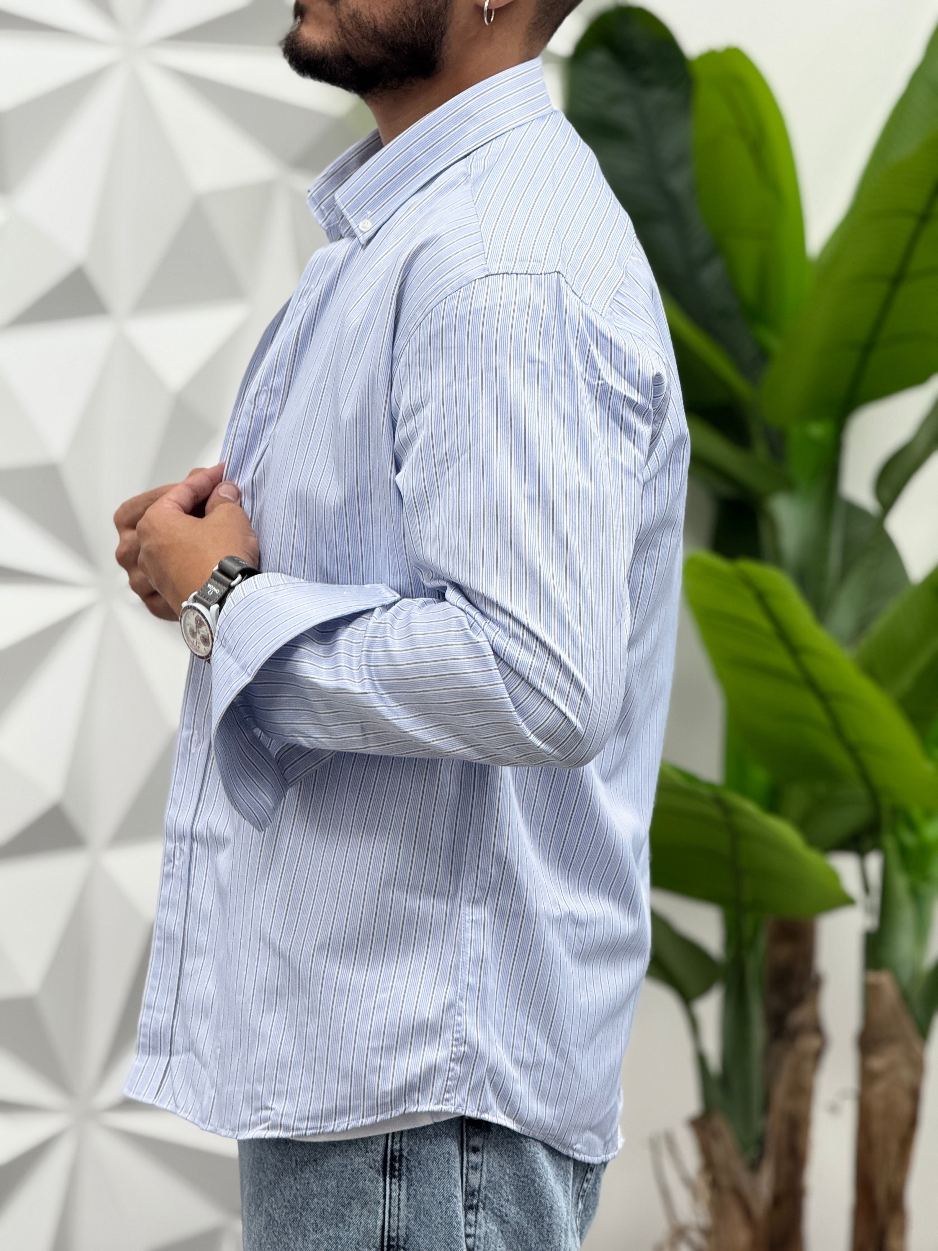CAMICIA REVAME MILLERIGHE CELESTE  REVAME