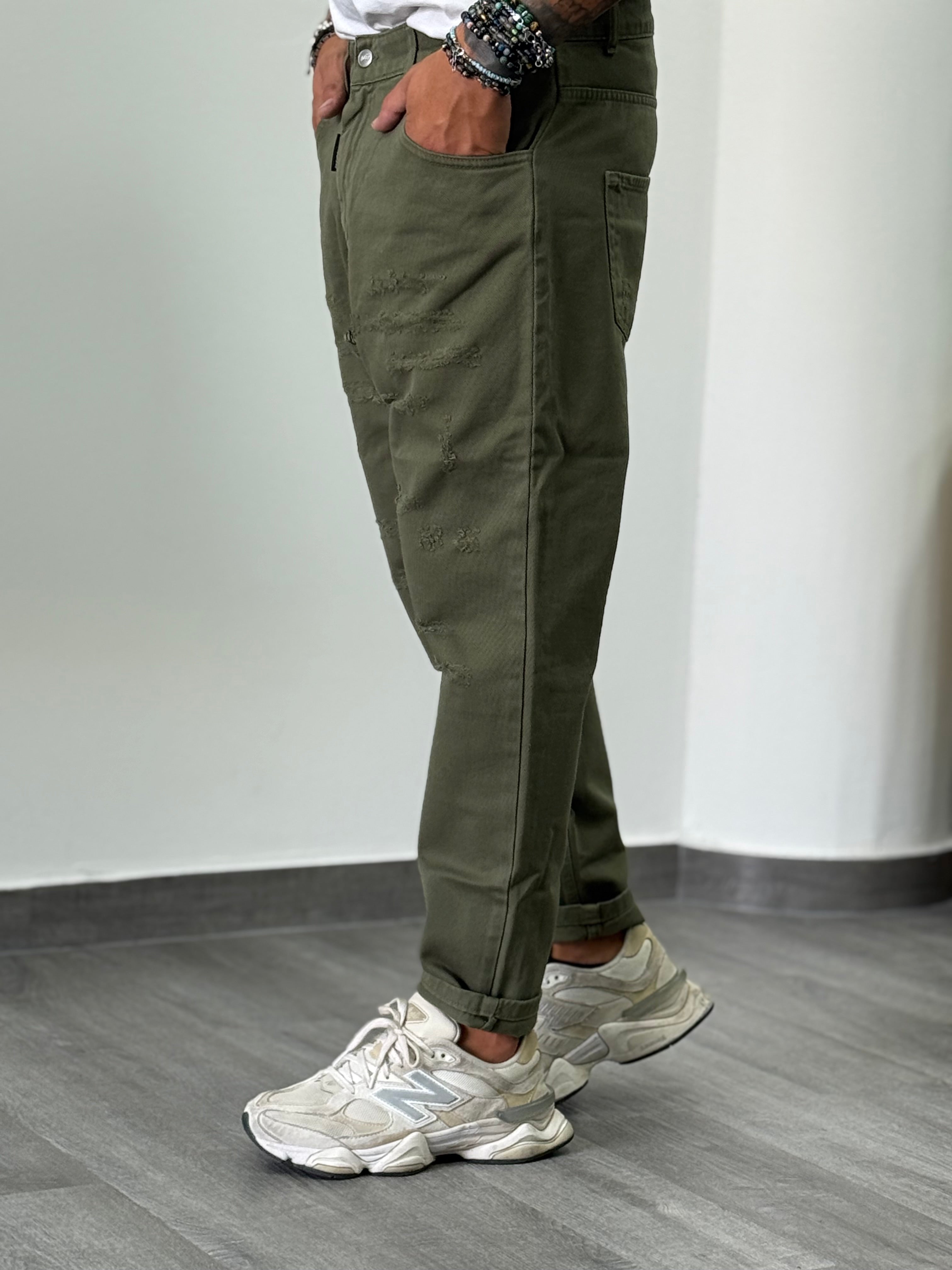 Jeans  Alf 7 verde militare New Job BRAND