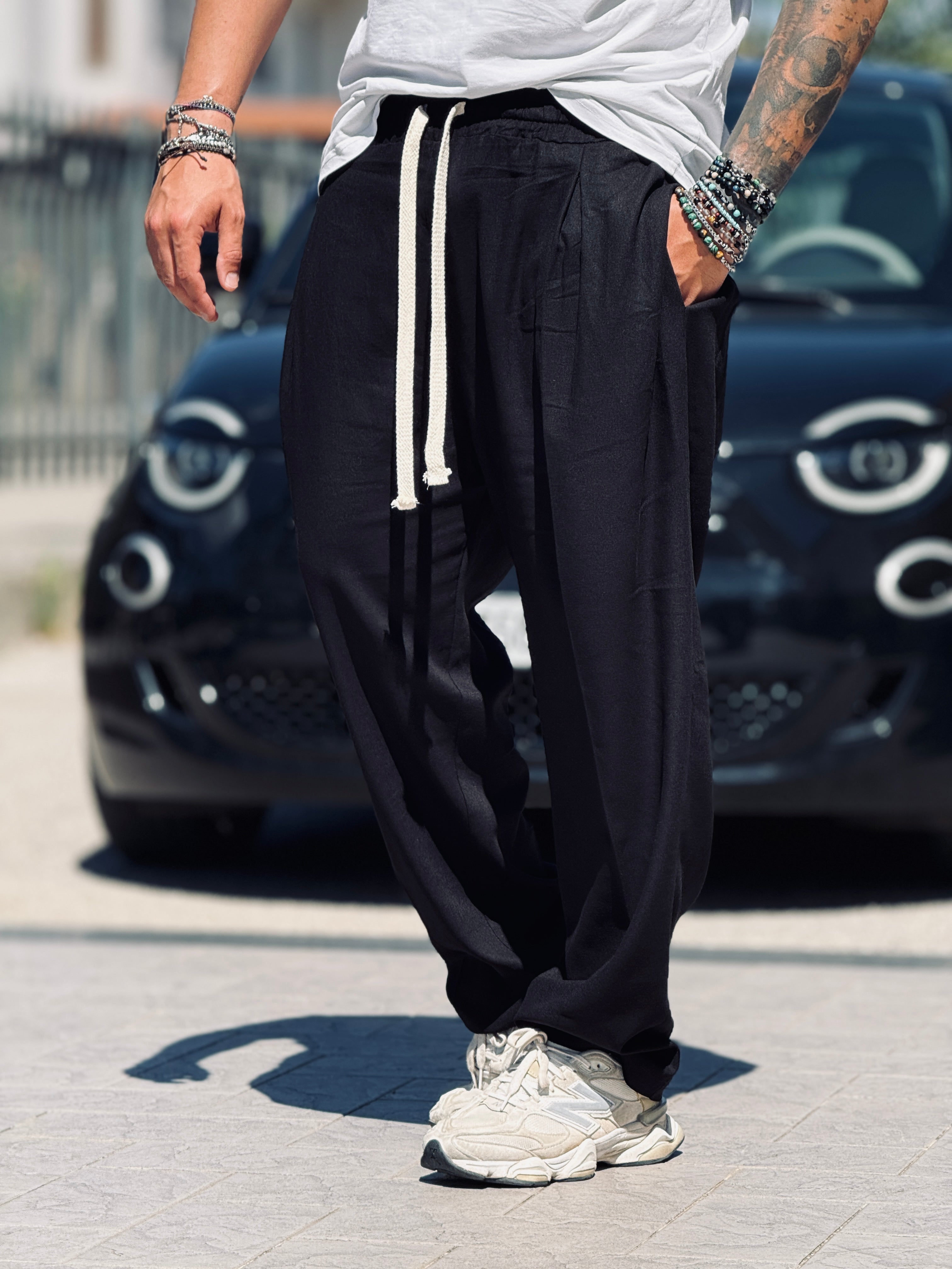 PANTALACCIO SOHO LINO NERO    NEW JOB BRAND