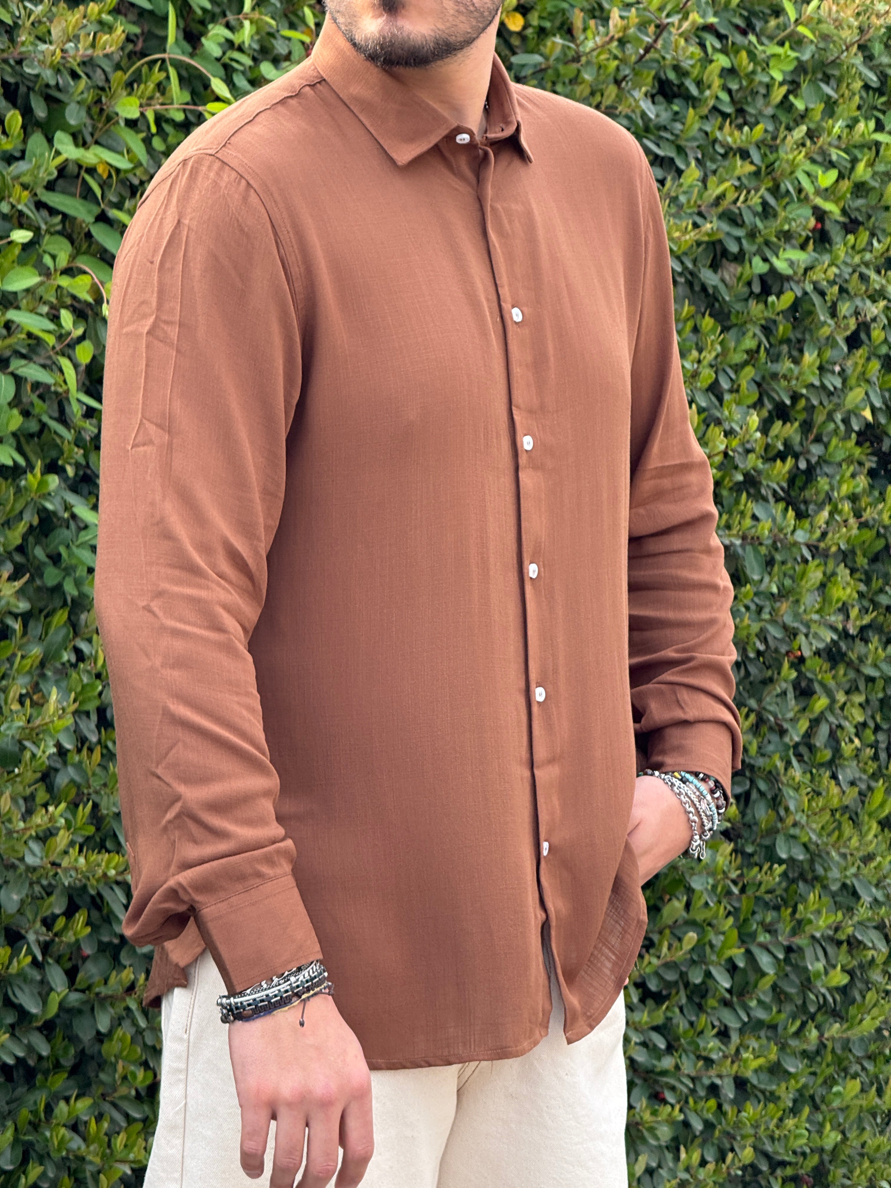 CAMICIA VISCOSA  CIOCCOLATO   NEW JOB BRAND