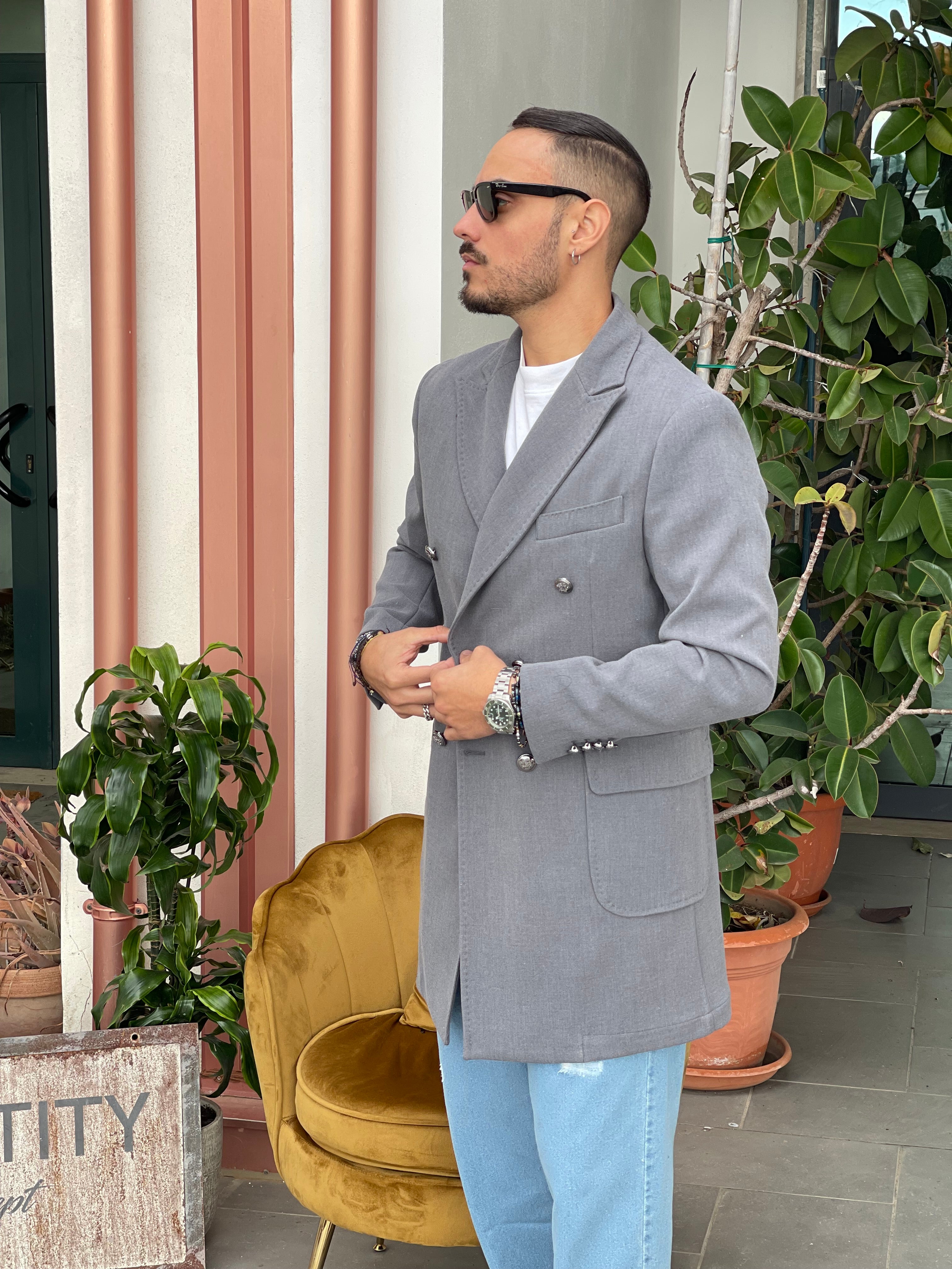 CAPPOTTO GIOIELLO GRIGIO DOPPIOPETTO