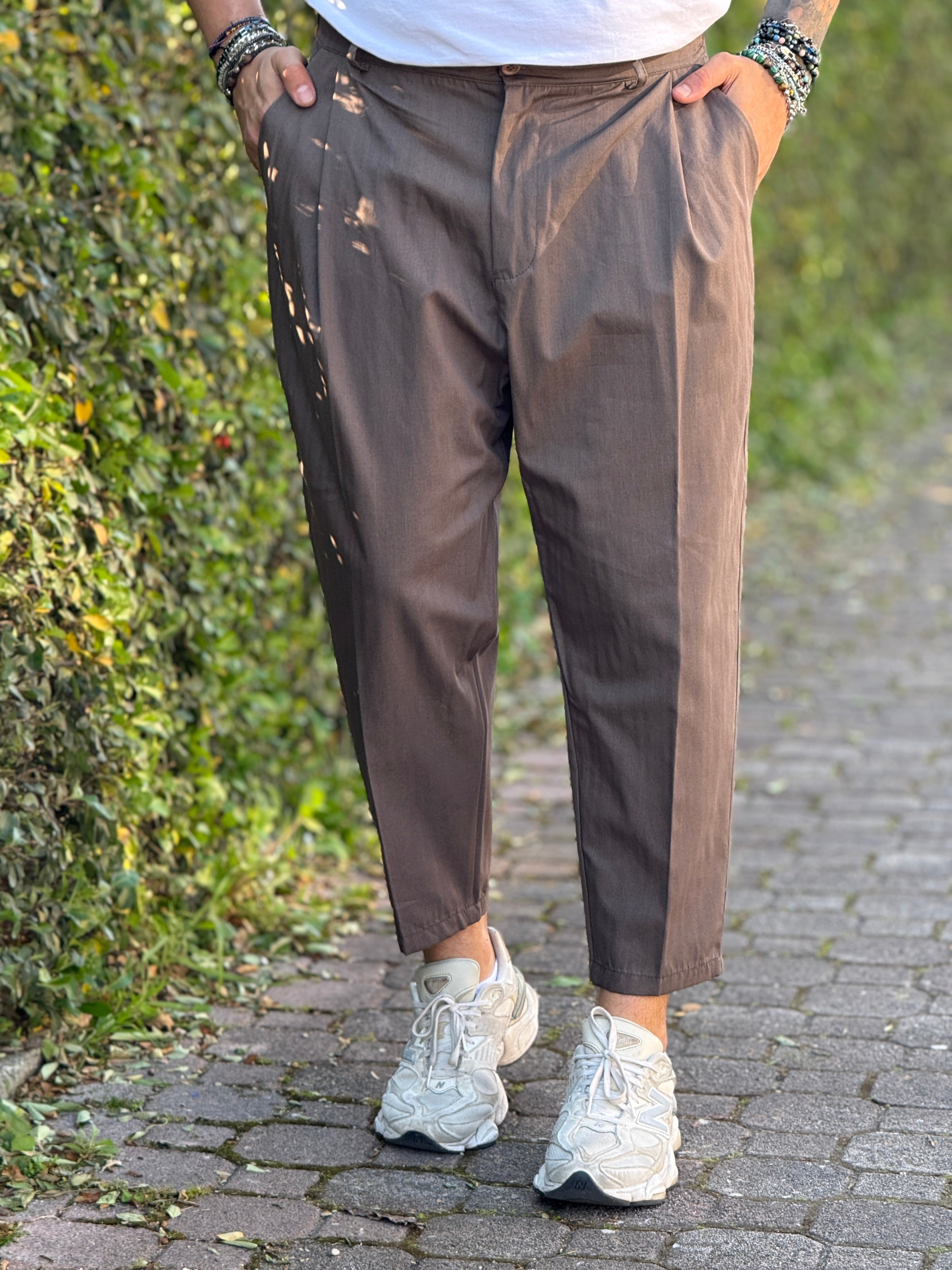 PANTALONE MONTECARLO FW26 FANGO GESSATO    NEW JOB BRAND