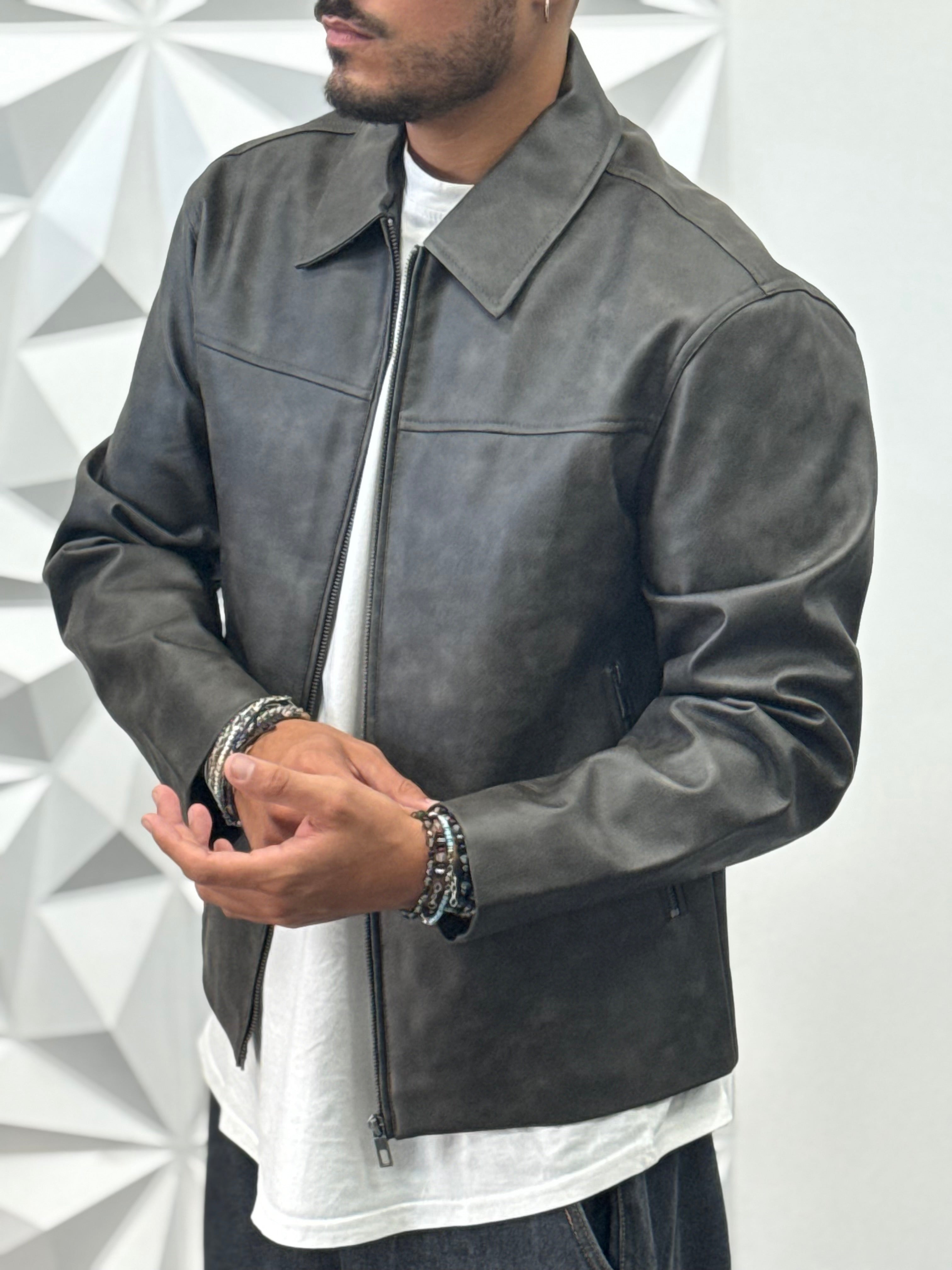 Jacket In pelle Piombo