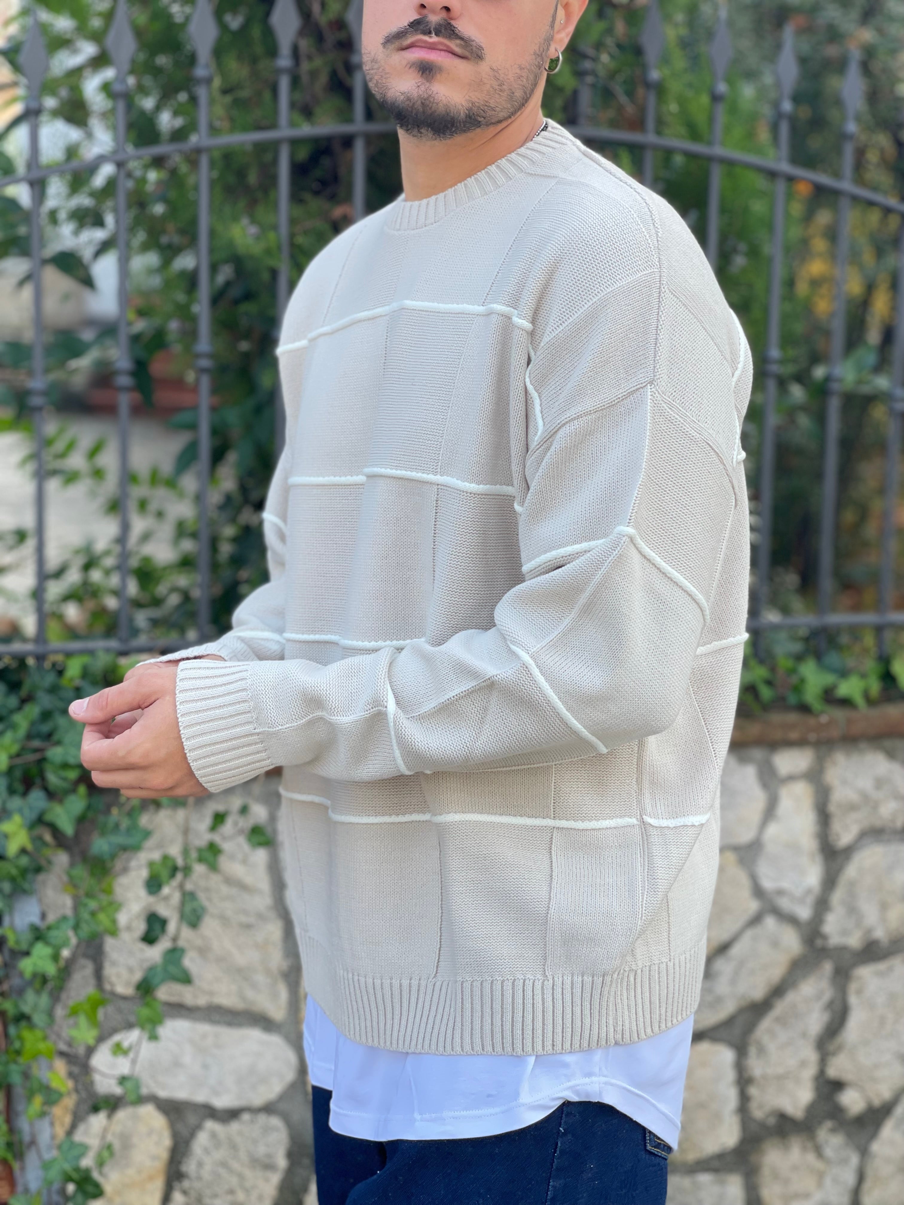 PULLOVER OVERSIZE BEIGE CON RIGHE NEW JOB BRAND