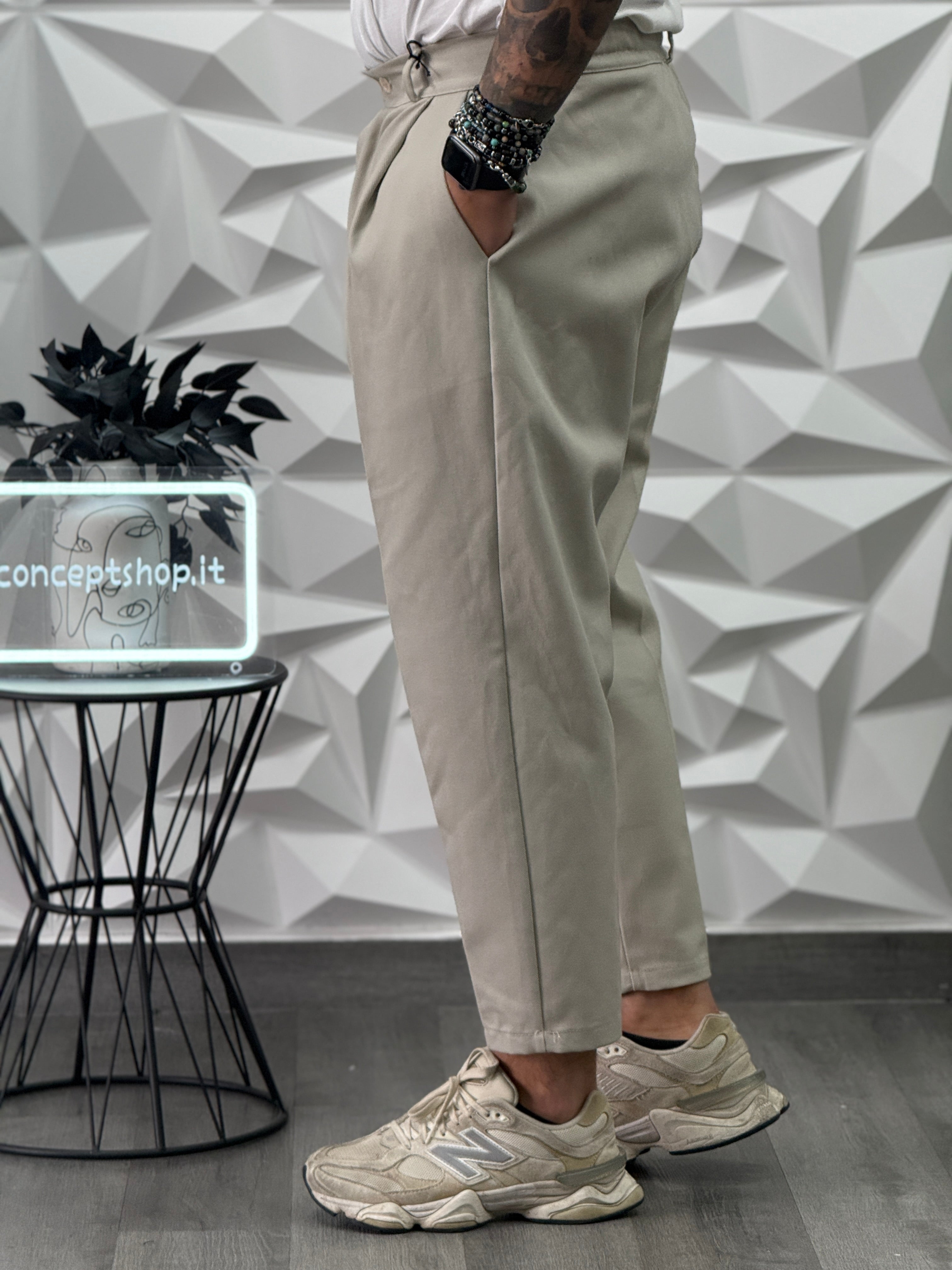 PANTALONE MONTECARLO FW26 BEIGE SPIGATO   NEW JOB BRAND