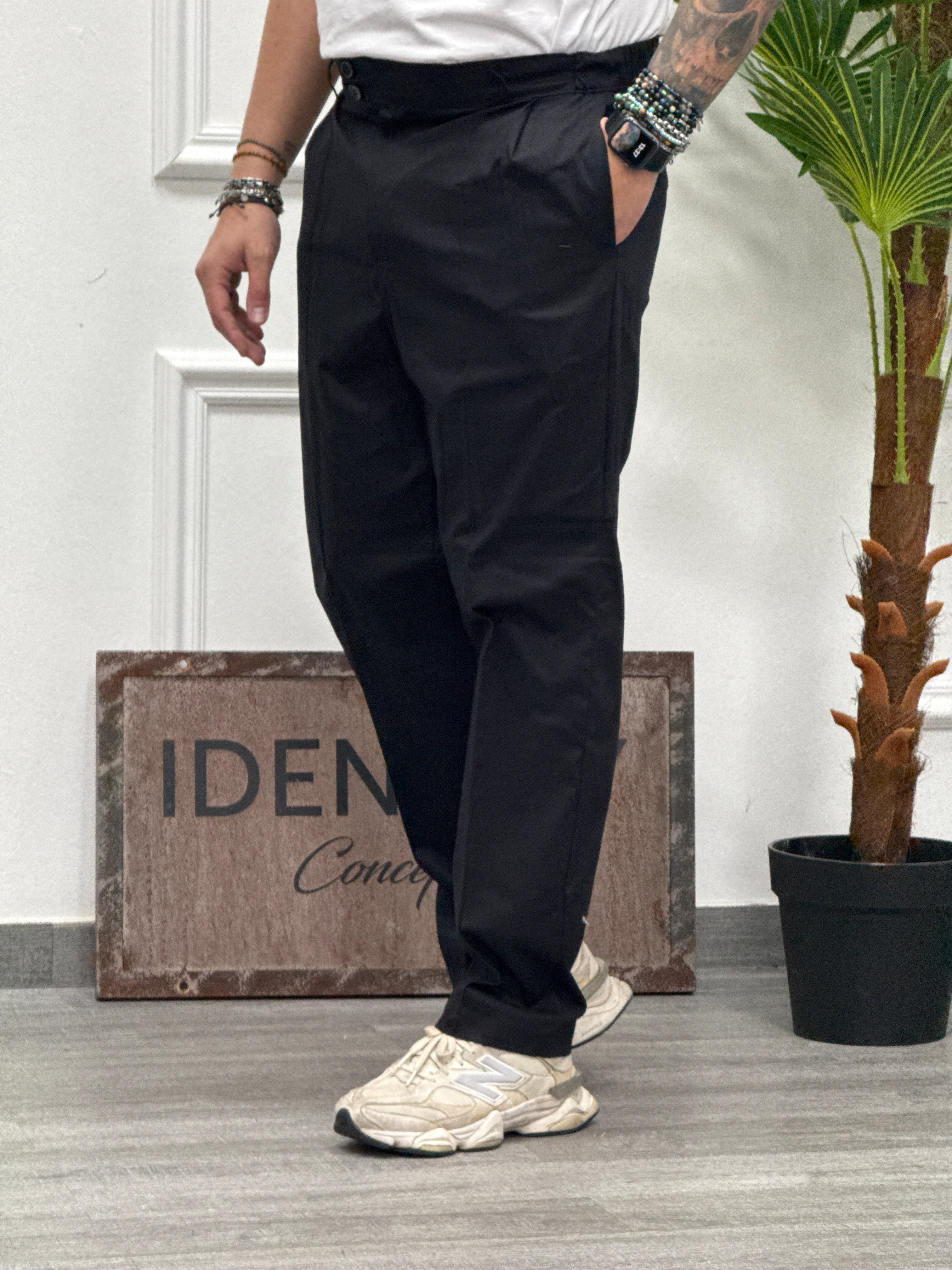 PANTALONE UG146 NERO FONDO AMPIO NEW JOB BRAND