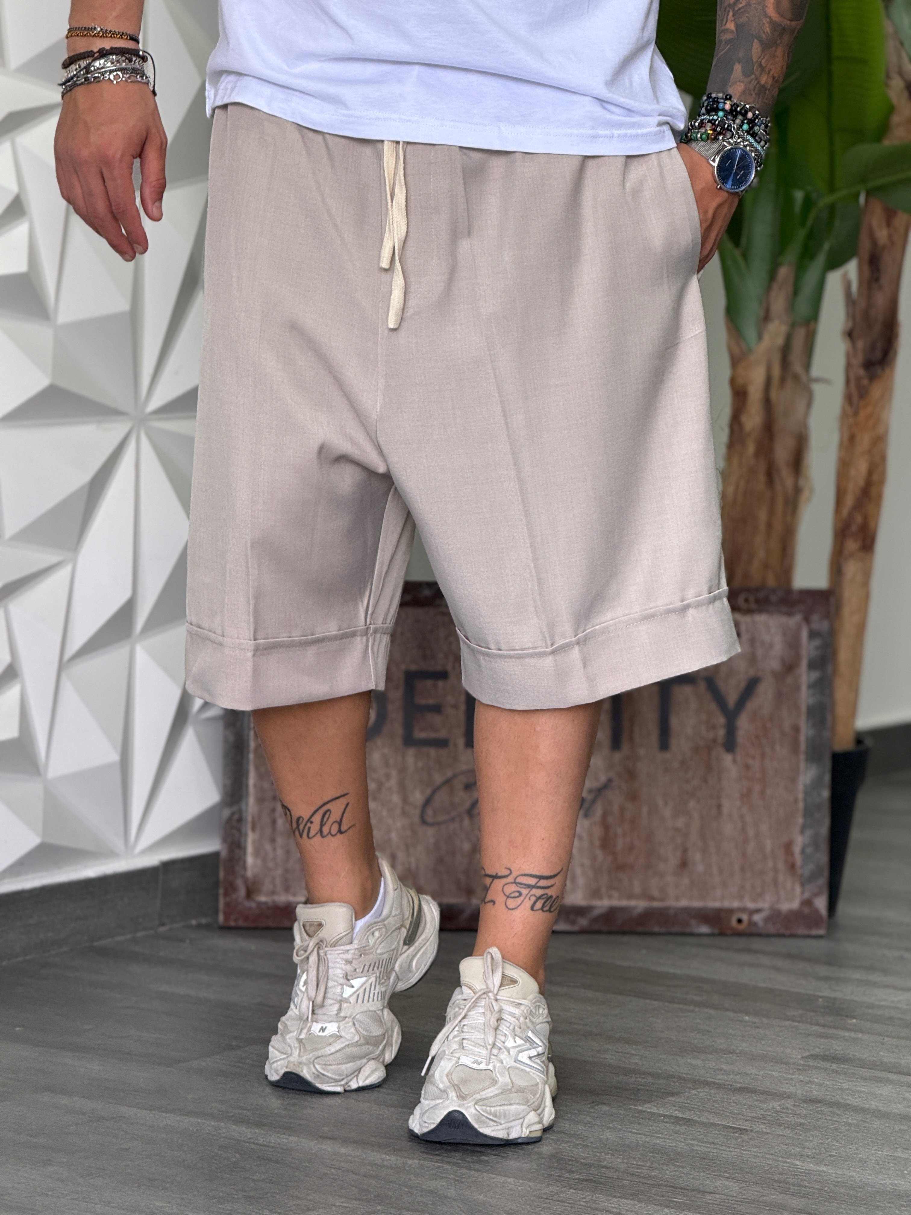 BERMUDA PIEGONE  BEIGE NEW JOB BRAND