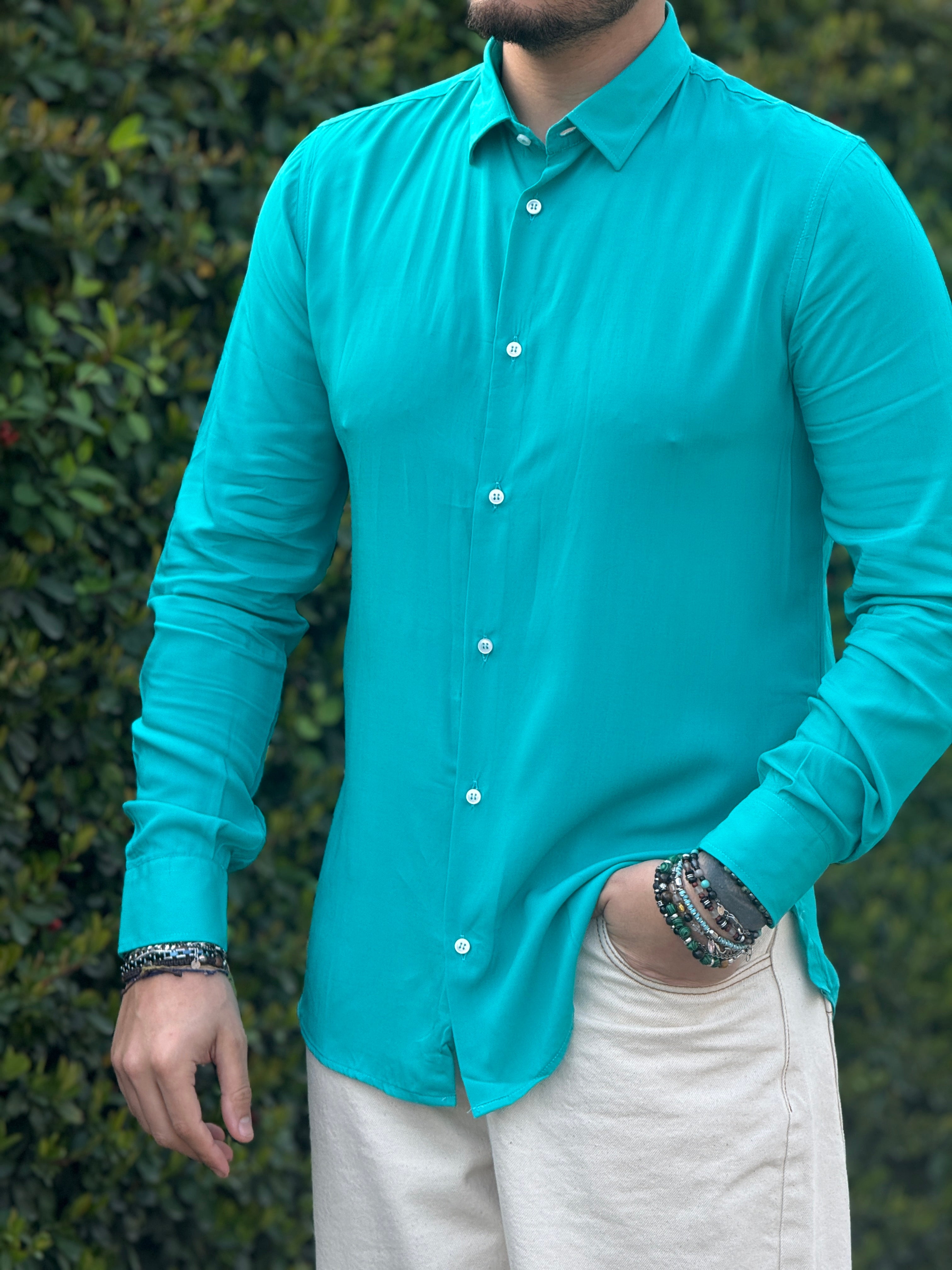 CAMICIA VISCOSA  VERDE ACQUA  NEW JOB BRAND