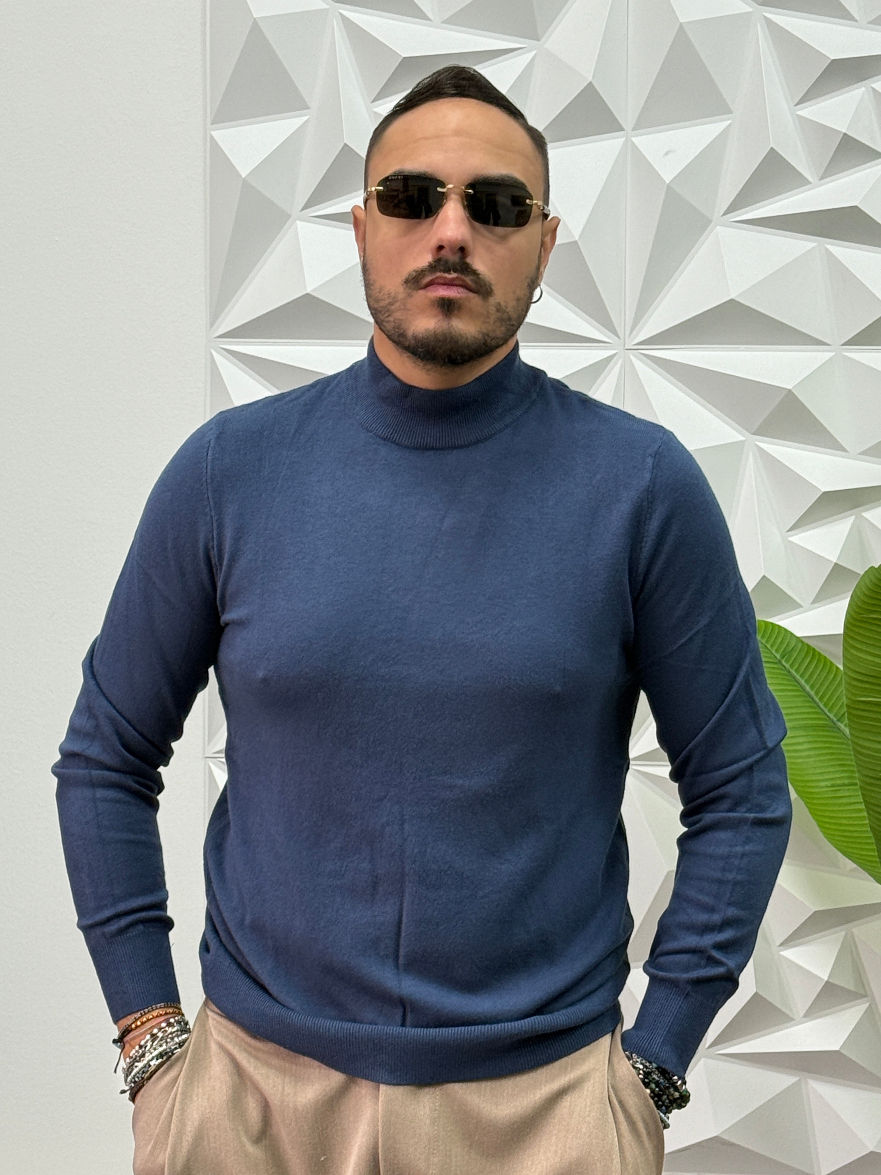 MAGLIONCINO MEZZOCOLLO COBALTO