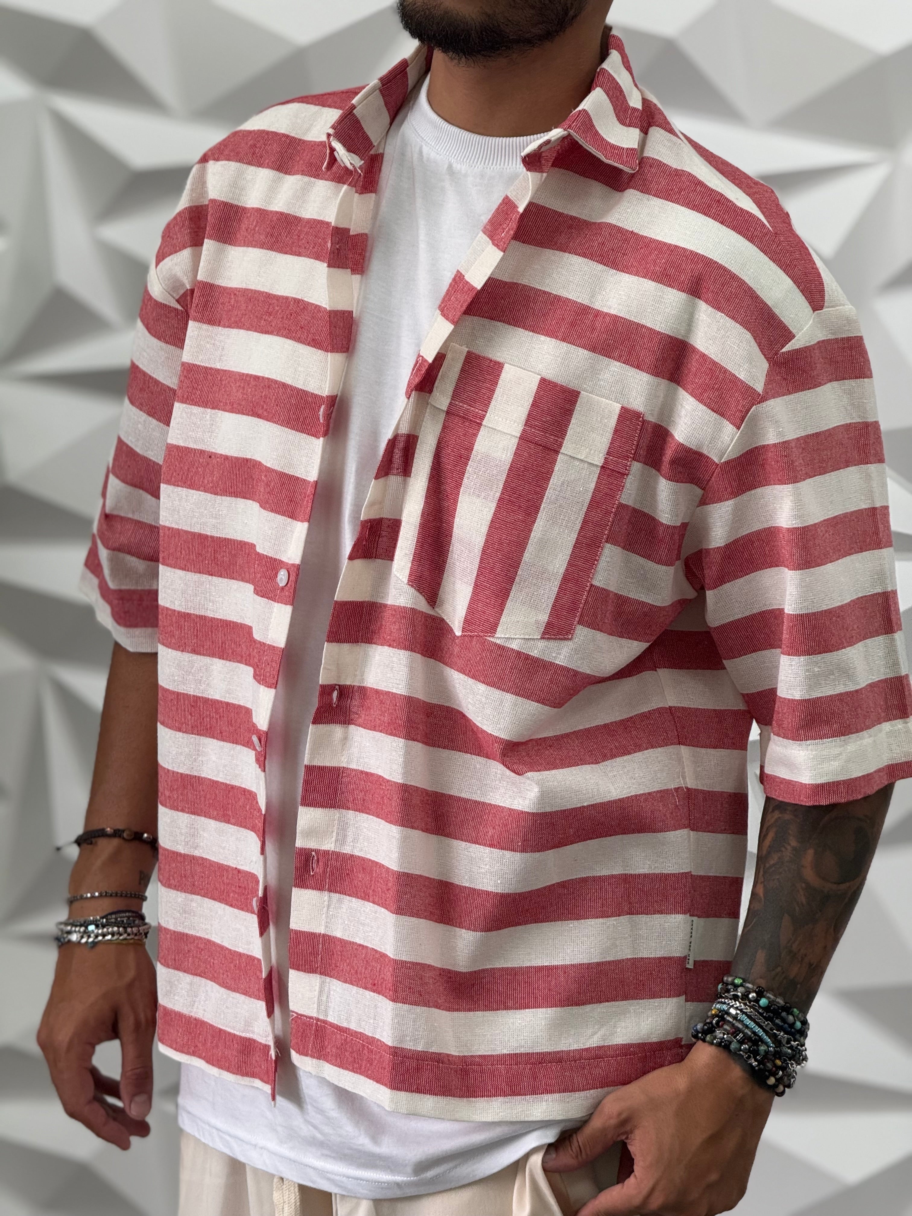 CAMICIA OVER RIGA ROSSA TASCONE NEW JOB BRAND
